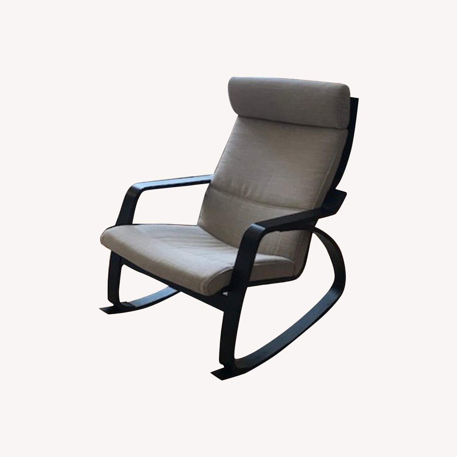 IKEA PONG Rocking Chair Dark Brown Hillared Beige - image-0
