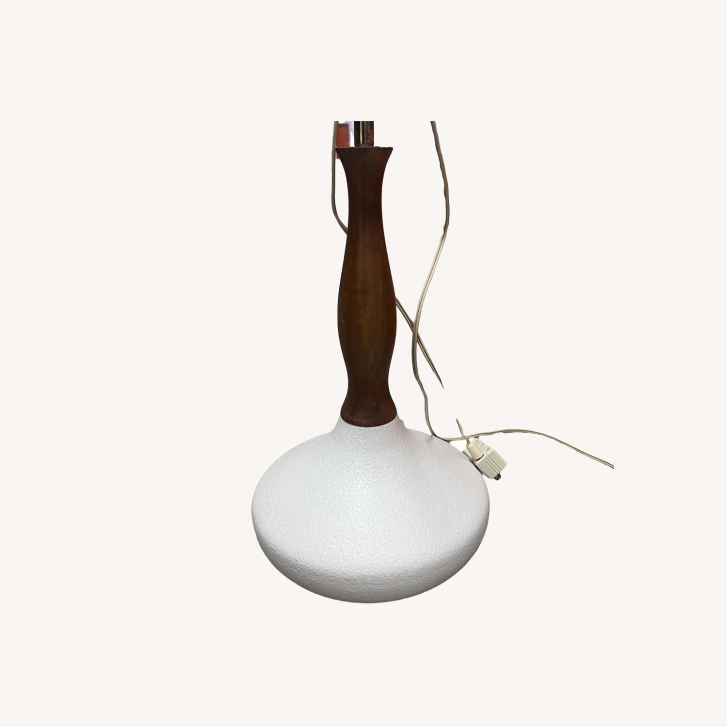 MCM Table Lamp Ceramic and Wood AptDeco