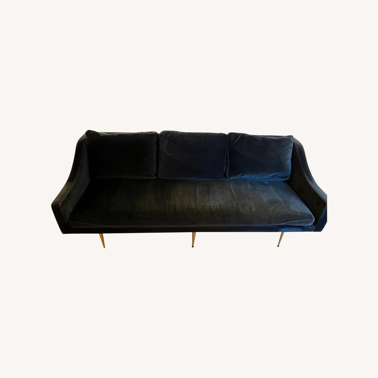 Organic Modernism Black Velvet Sofa - image-0