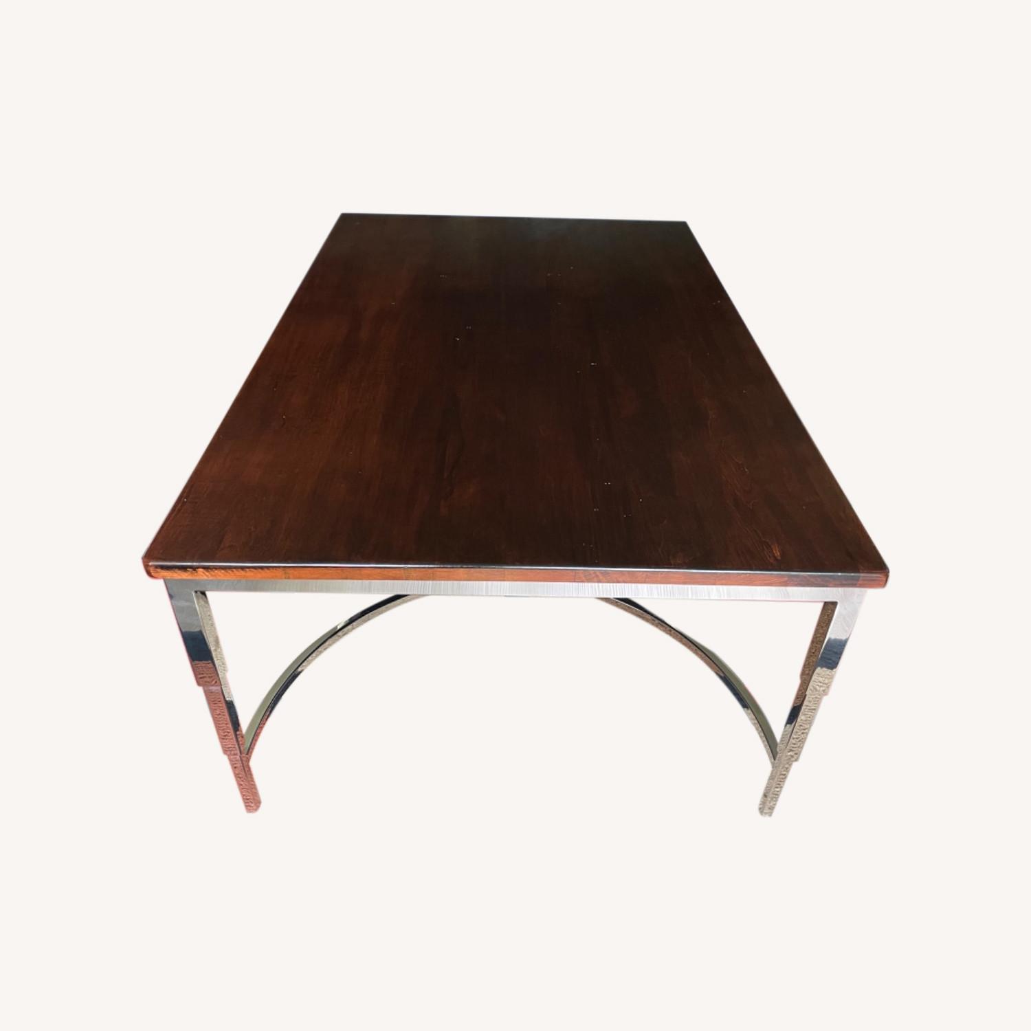 Rectangular Wood and Chrome Coffee Table - image-0