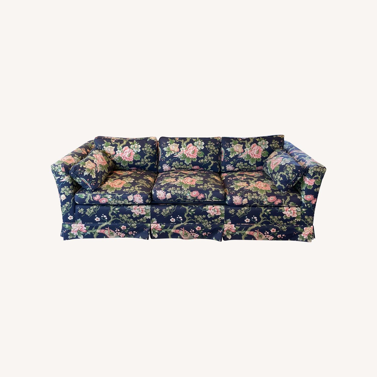 Henredon Navy Floral Sofa - image-0