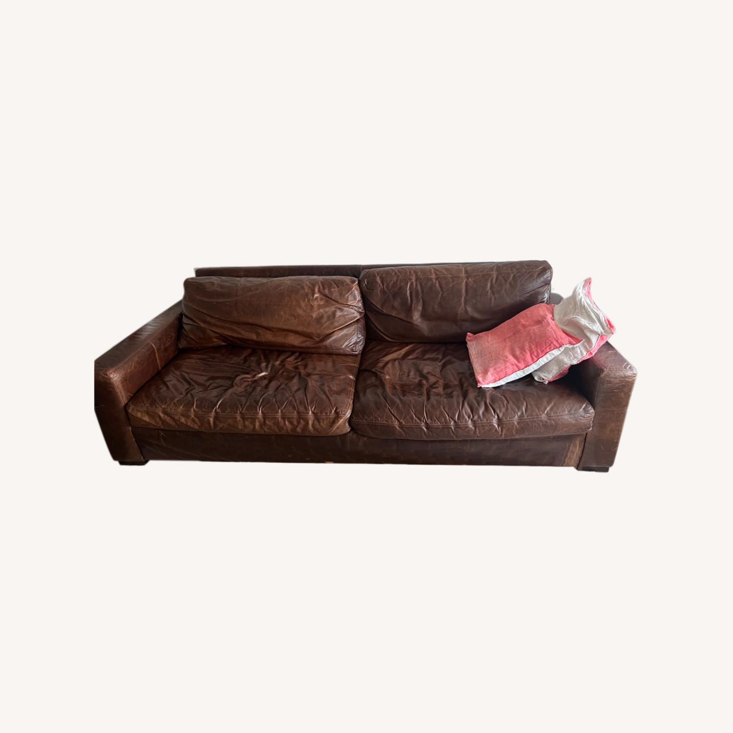 Restoration Hardware Brown Leather Sofa AptDeco