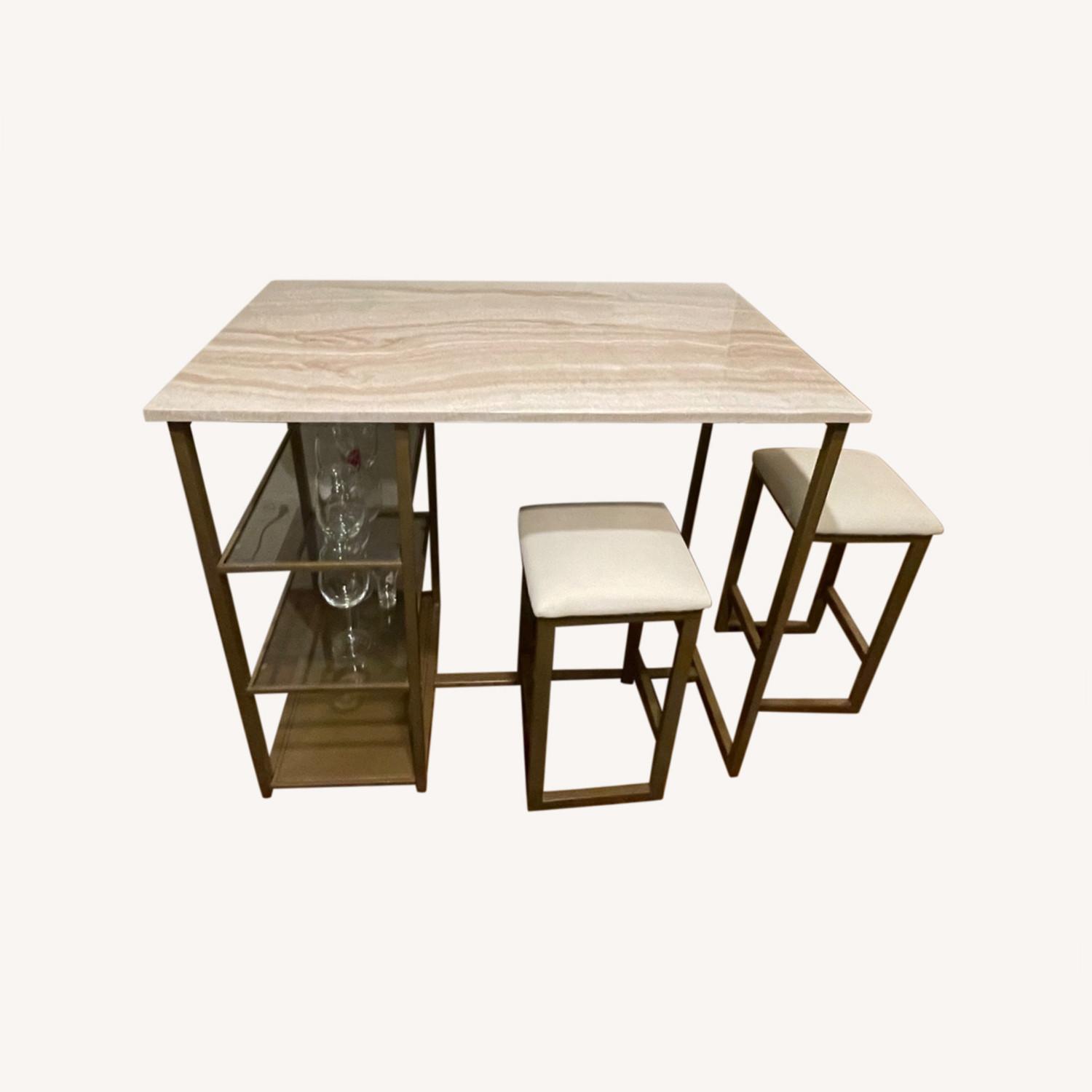 High top Dining Table Set with 2 Barstools - image-0