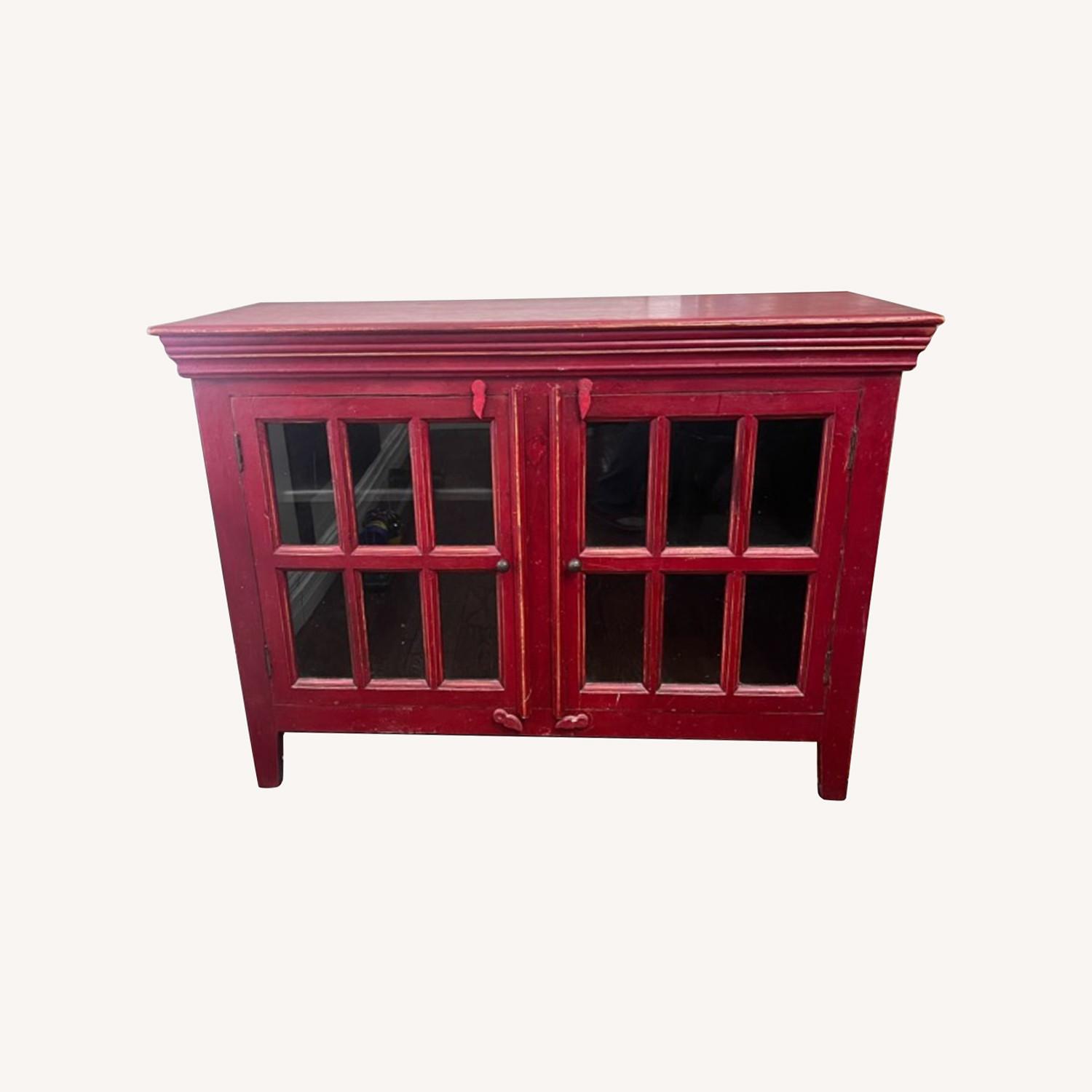 Modern Rustic Red-Painted Two Door Cabinet - AptDeco