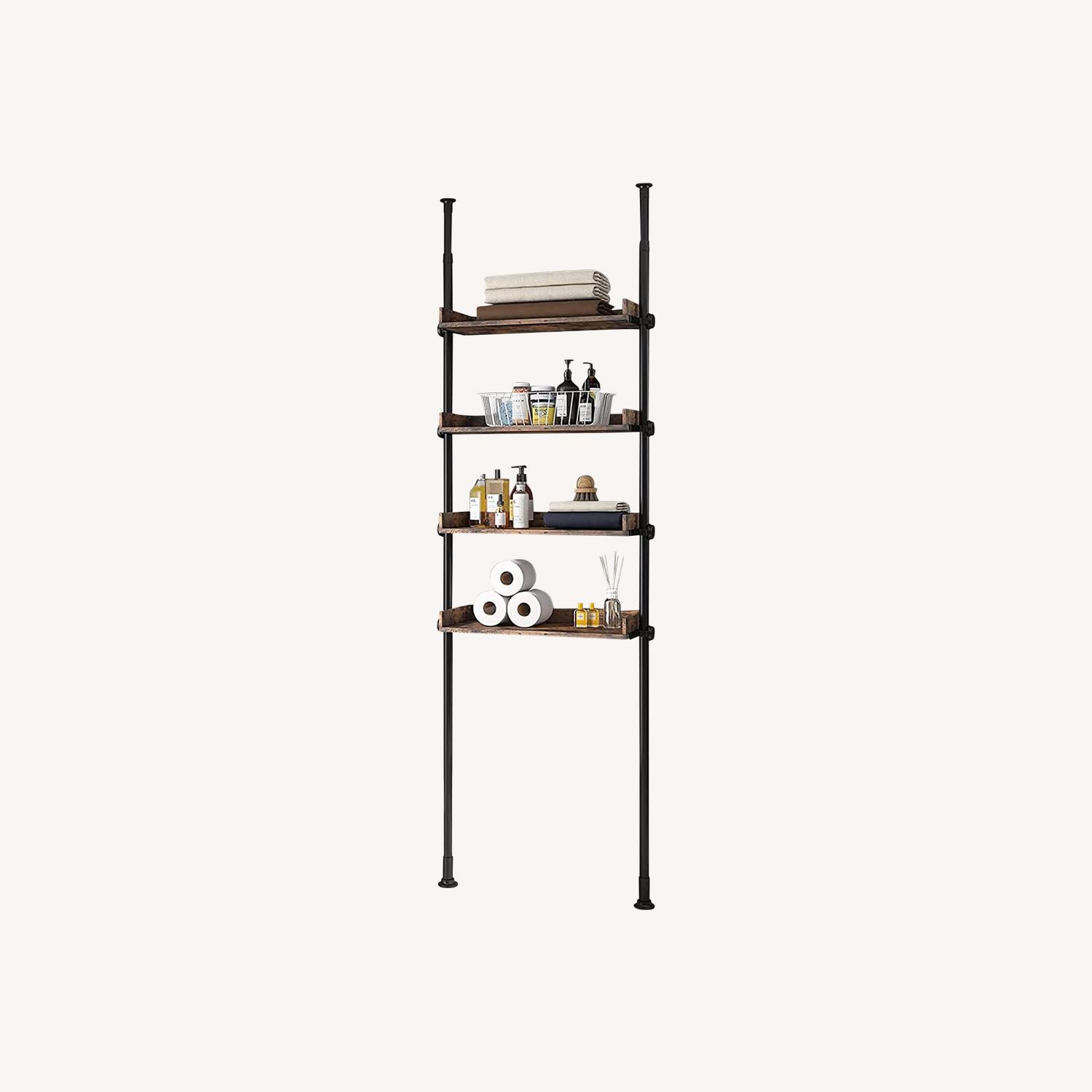 Bathroom Organizer, 4-Tier Adjustable Wood Shelves - image-0