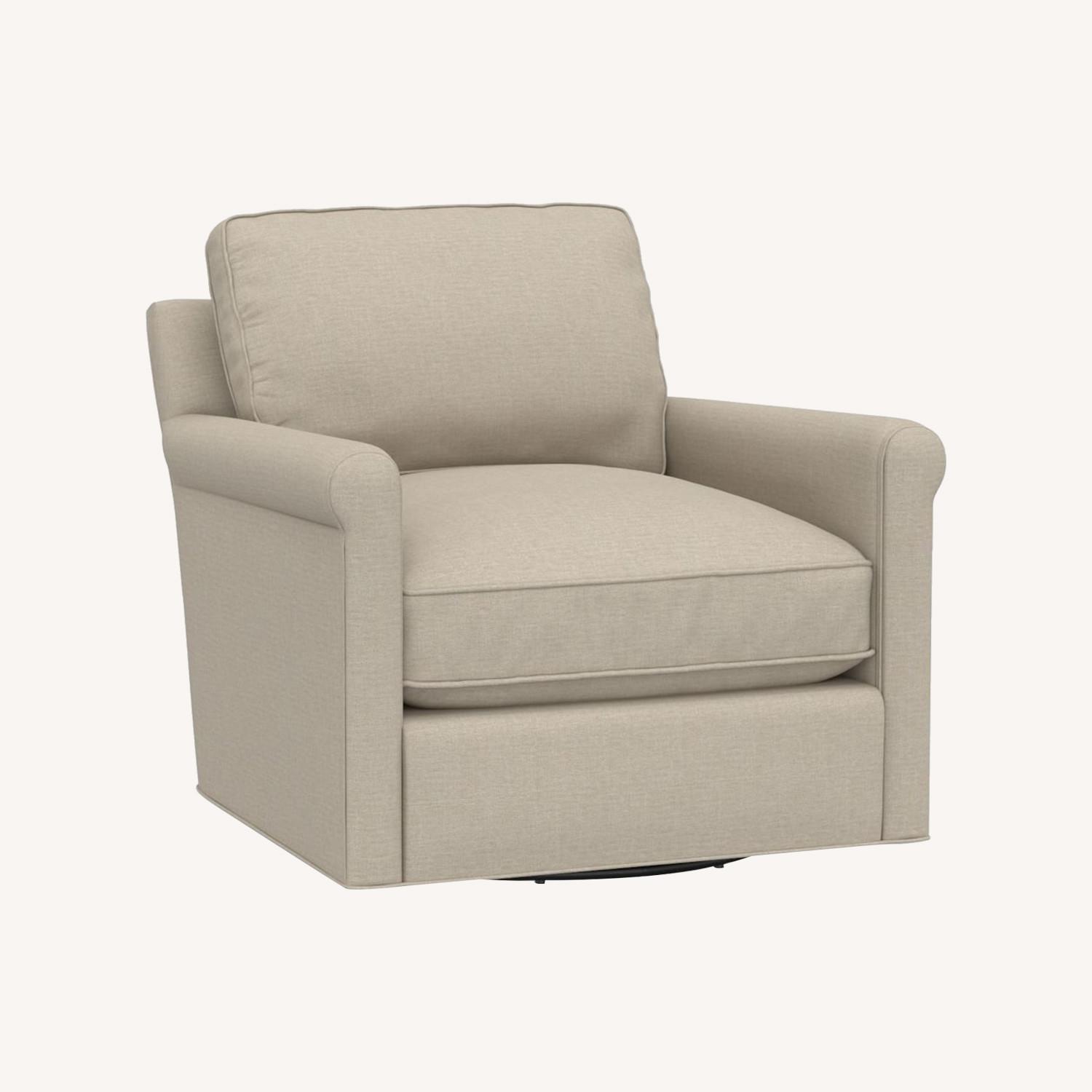 Pottery Barn Tyler Roll Arm Swivel Armchair AptDeco