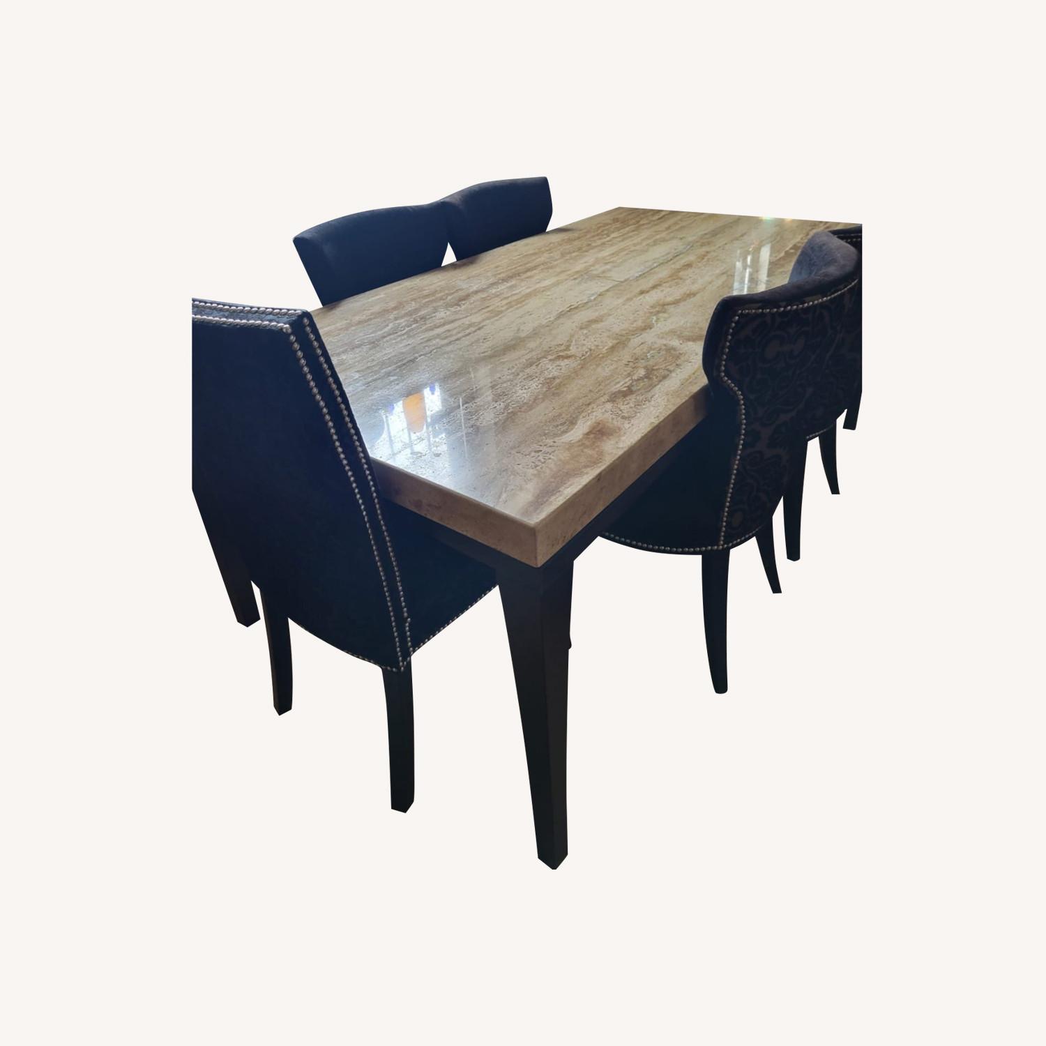 Turkish Travertine Marble Top Table Set AptDeco