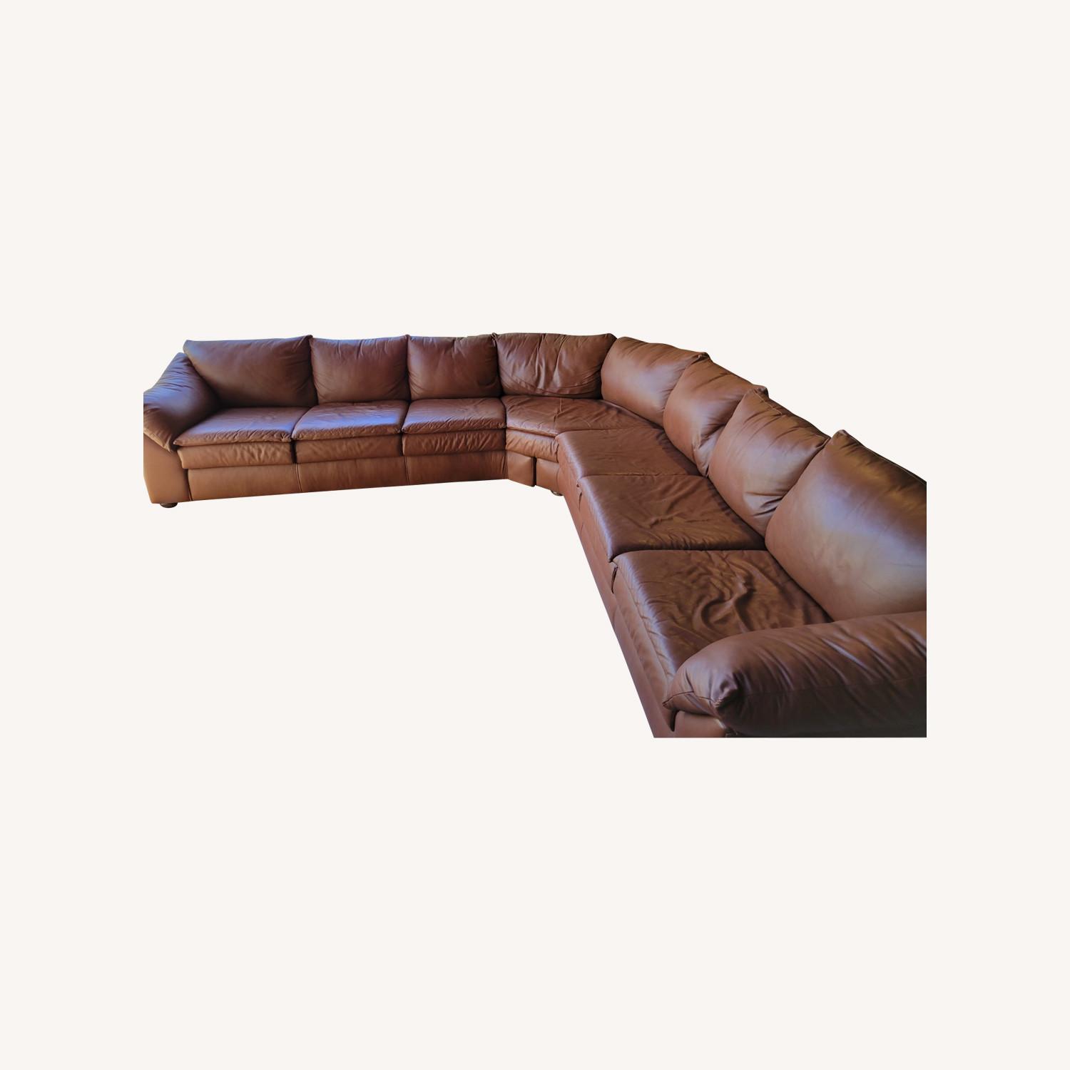 Leather Sofa Nutmeg Usa Made - image-0