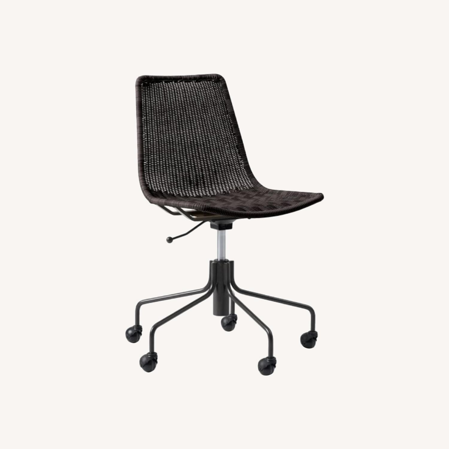 West Elm Slope Wicker Swivel Office Chairs (2) AptDeco