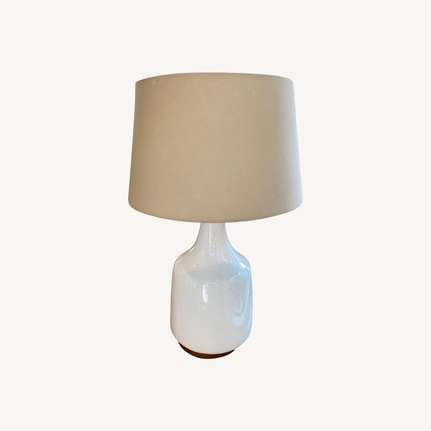 Two White West Elm Morten Table Lamps - image-0