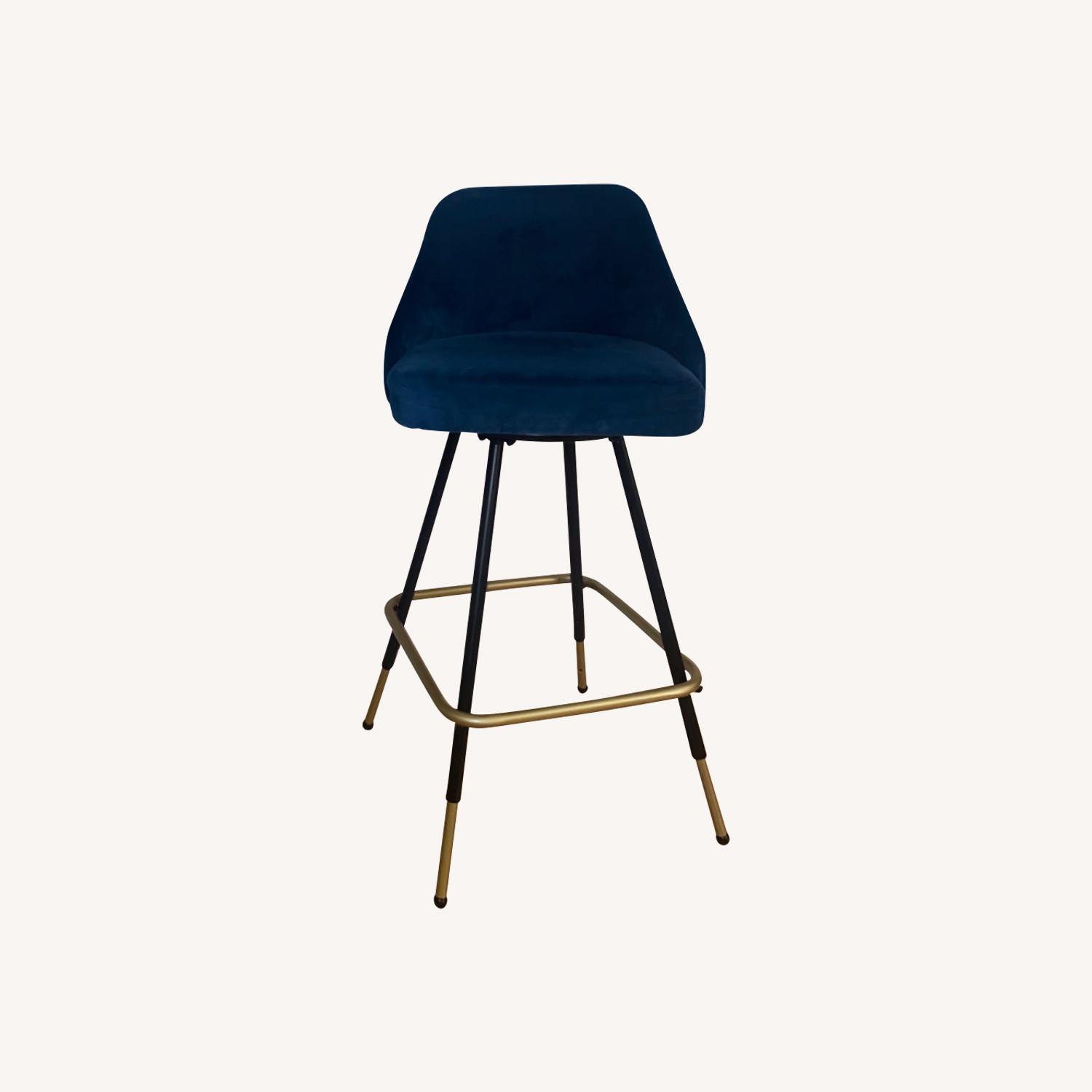 Set of 2 Navy Velvet Bar/Counter Stools AptDeco