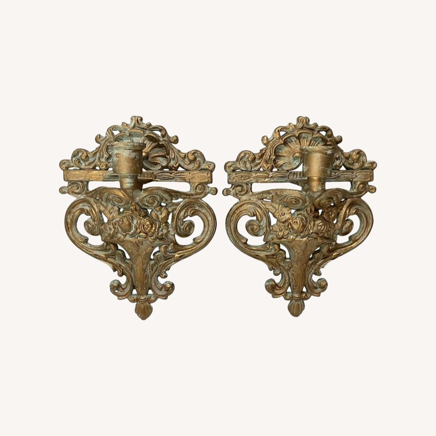 Syroco-Style Wall Candle Holder Sconces - image-0