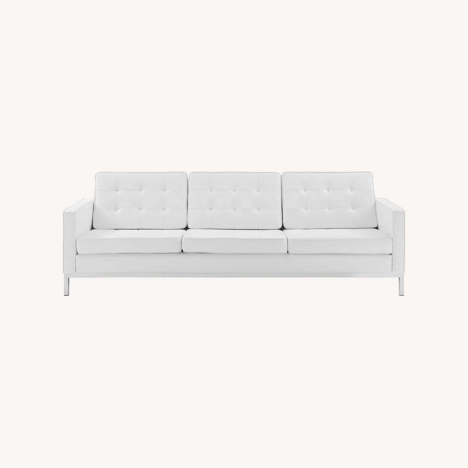 Modern White Faux Leather Sofa AptDeco