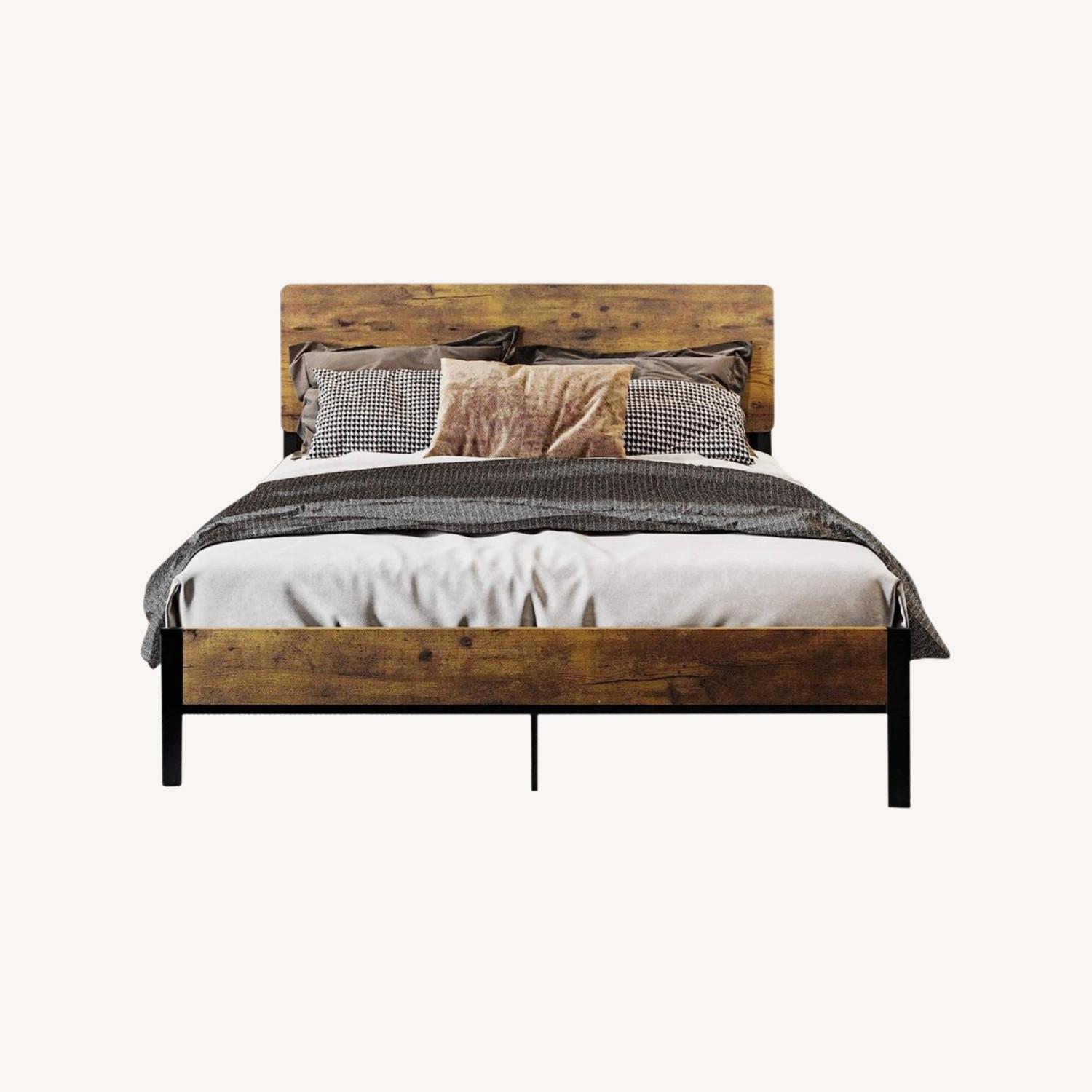 Full Bed Frame with Headbooard, Rustic Platform - image-0