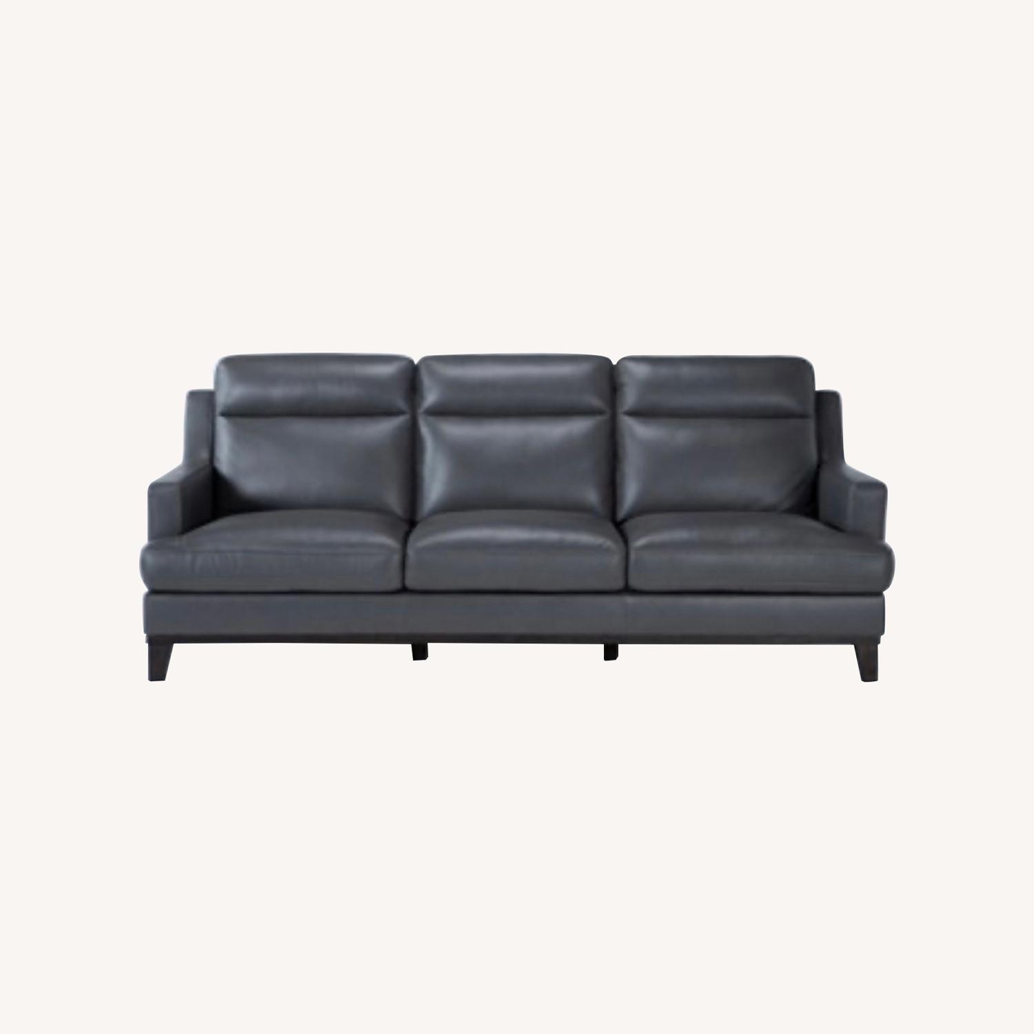 Kathleen Dark Grey Leather Sofa - image-0