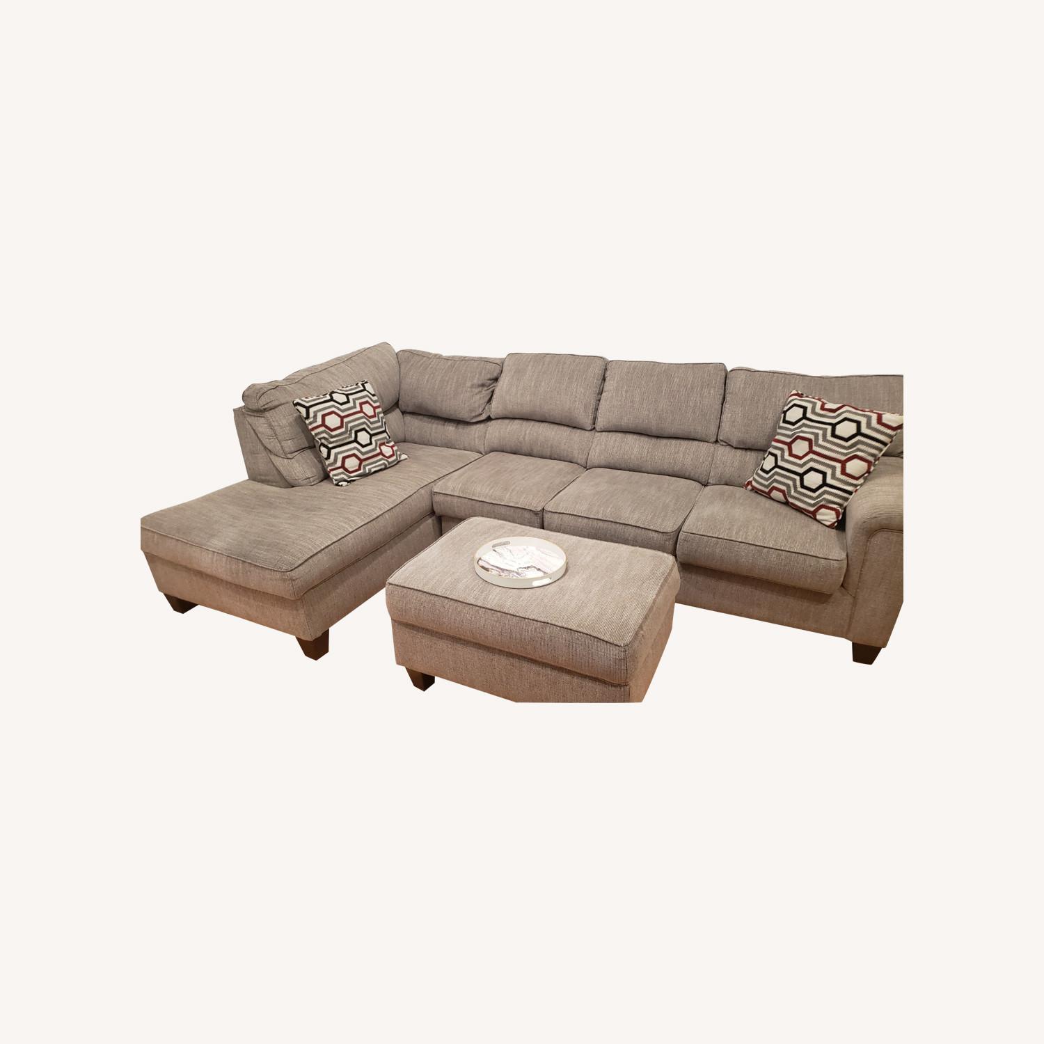 Corner Couch + Ottoman With Storage - image-0