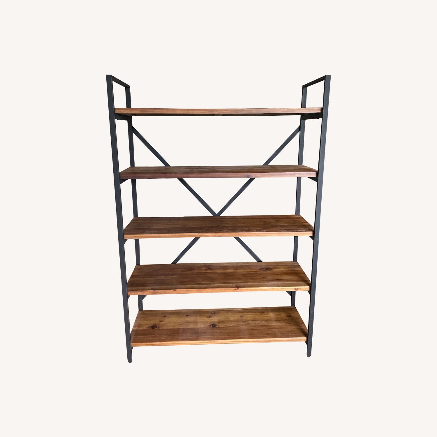 Large Bookshelf; 5 Shelves; Wood and Metal - image-0