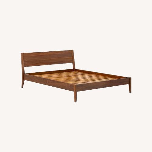 Full Bed Frame In Walnut Finish & Rubberwood Legs AptDeco