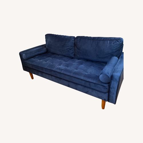 Wayfair SOFAST Blue Linen Sofa AptDeco
