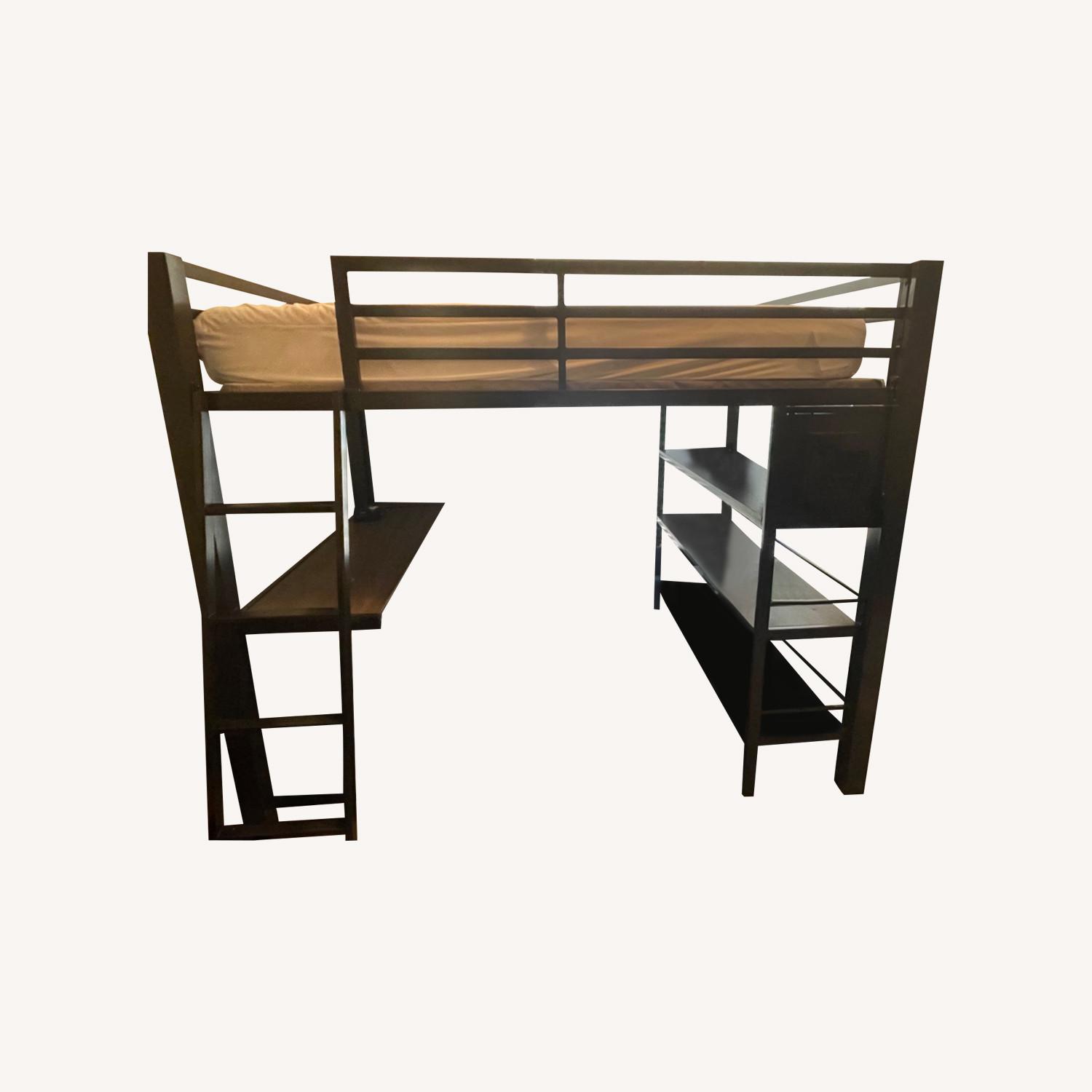 Full size Bed With Desk and Shelves - image-0