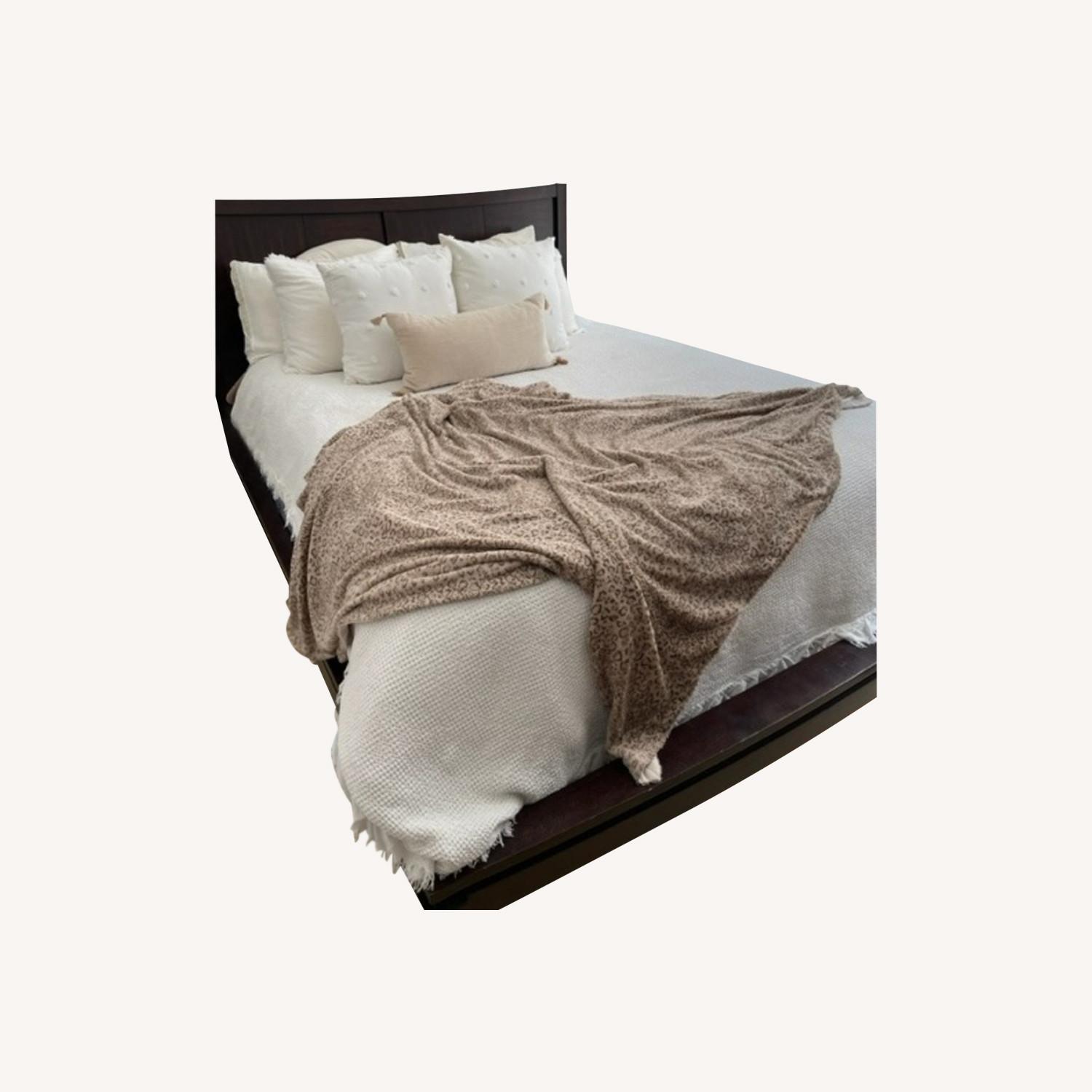 Raymour & Flanigan Queen Bed - Dark Brown Wood - image-0