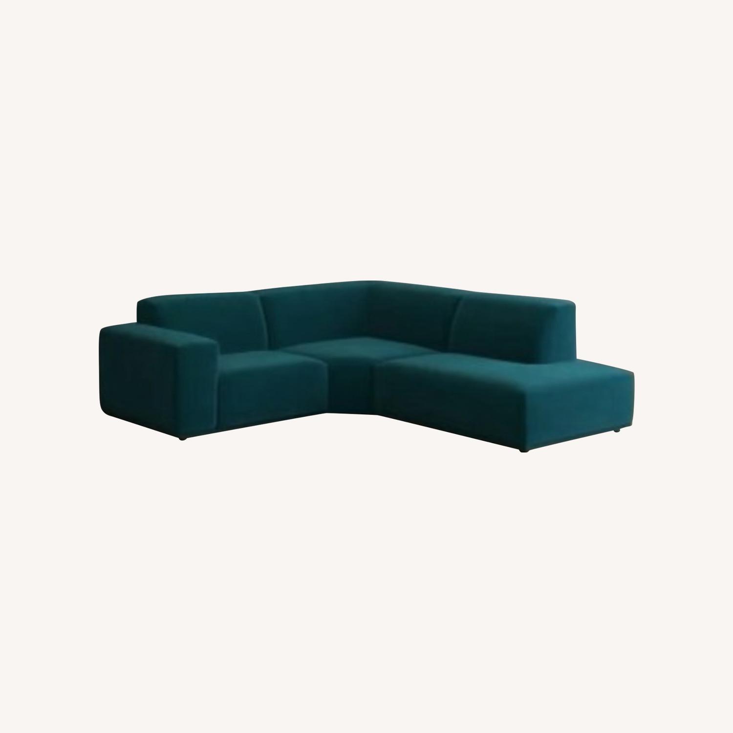 Teal Velvet Sectional - image-0