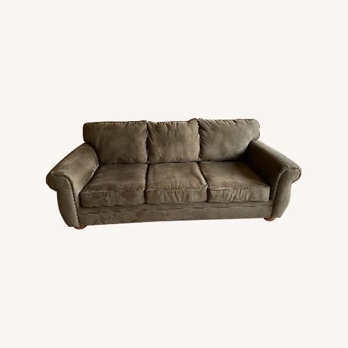 Used Suede Khaki Green Couch for sale on AptDeco