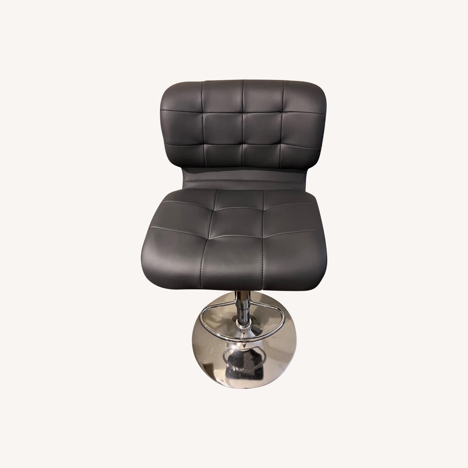 Grey Tufted Leather Adjustable Bar Stool Chairs AptDeco