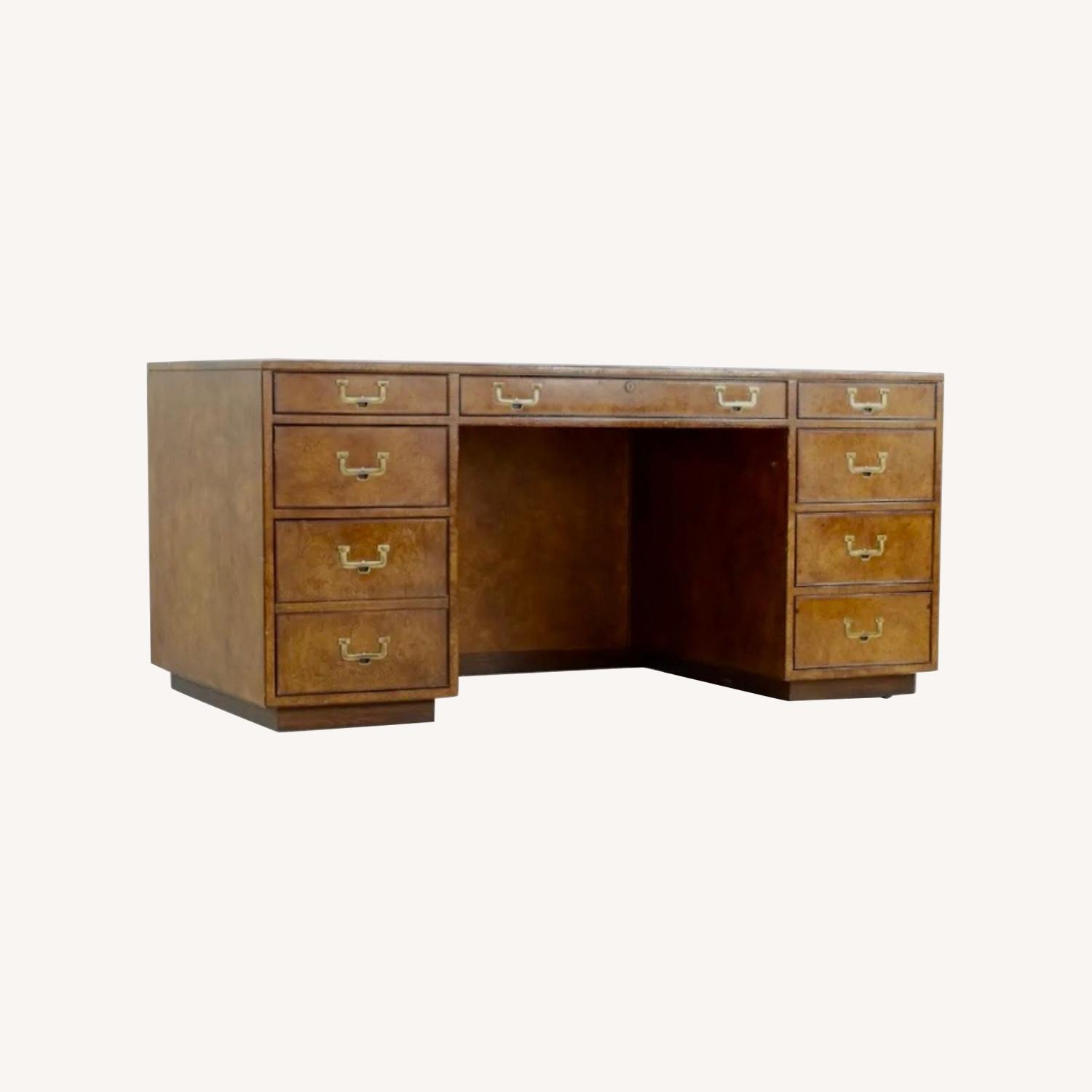 Burl Walnut Campaign Desk AptDeco
