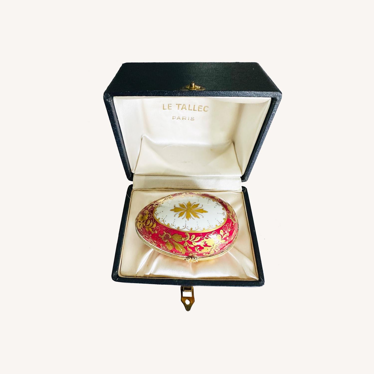 LE TALLEC -France Porcelain Egg Trinket Box - image-0
