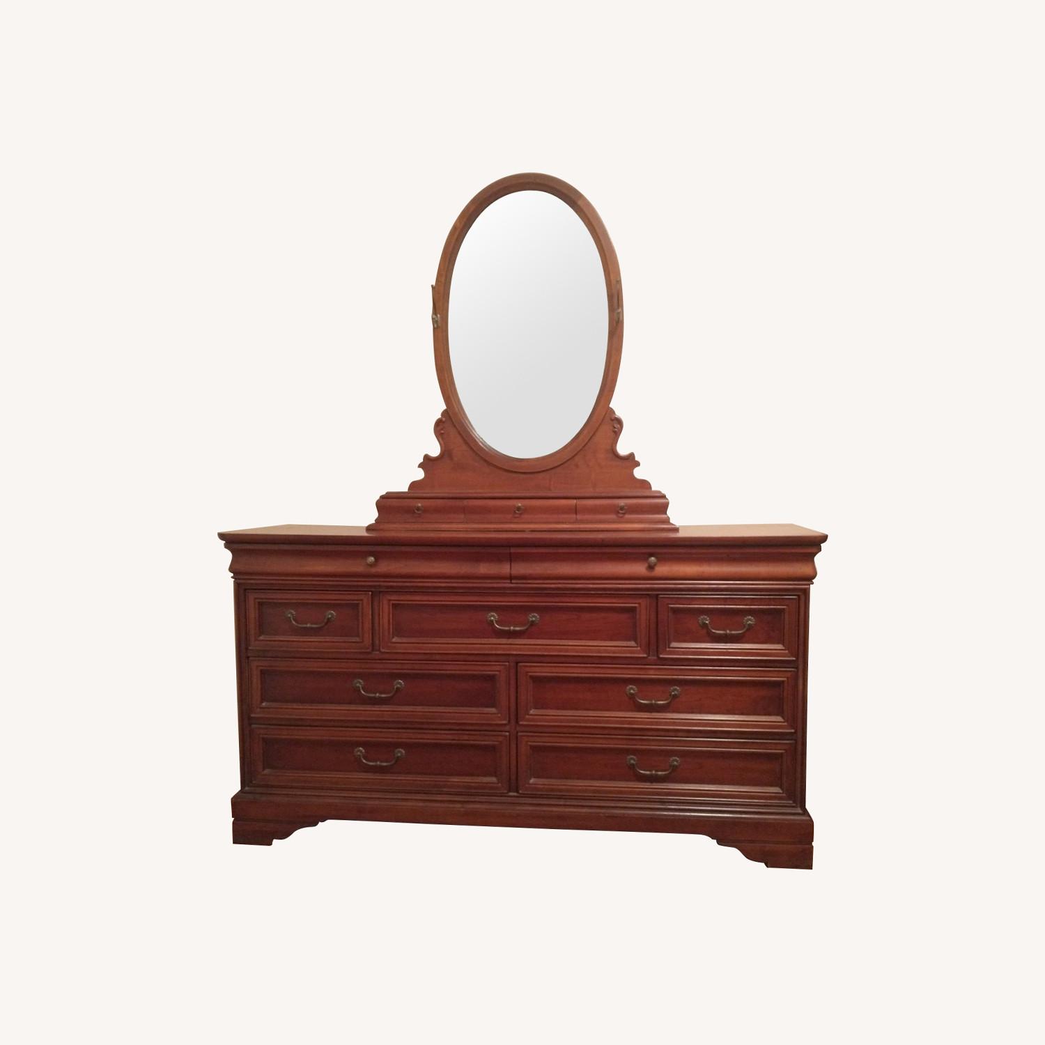 Large Victorian Revival Dresser & Mirror Bureau - image-0