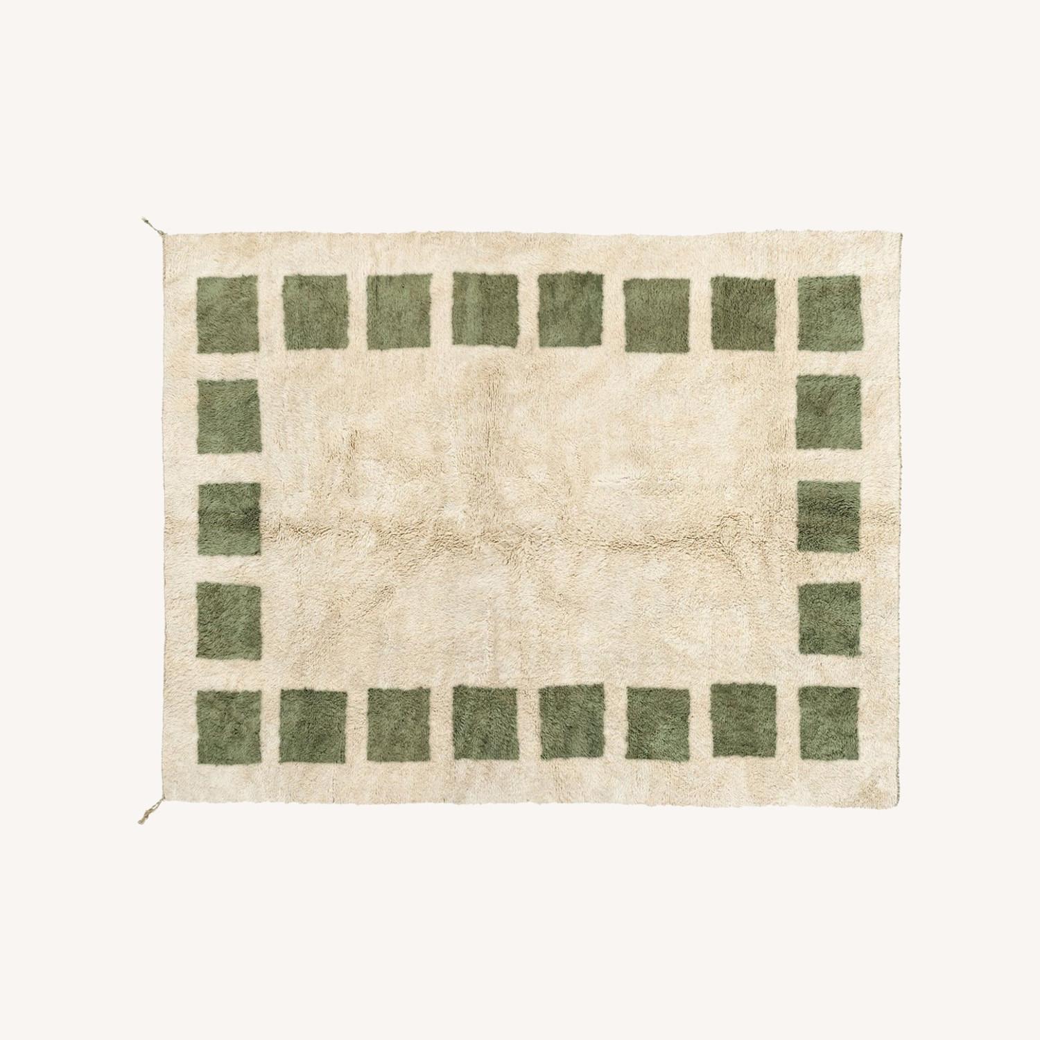 Authentic Handmade Beni Rug 9x12 - Cream and Sage - image-0