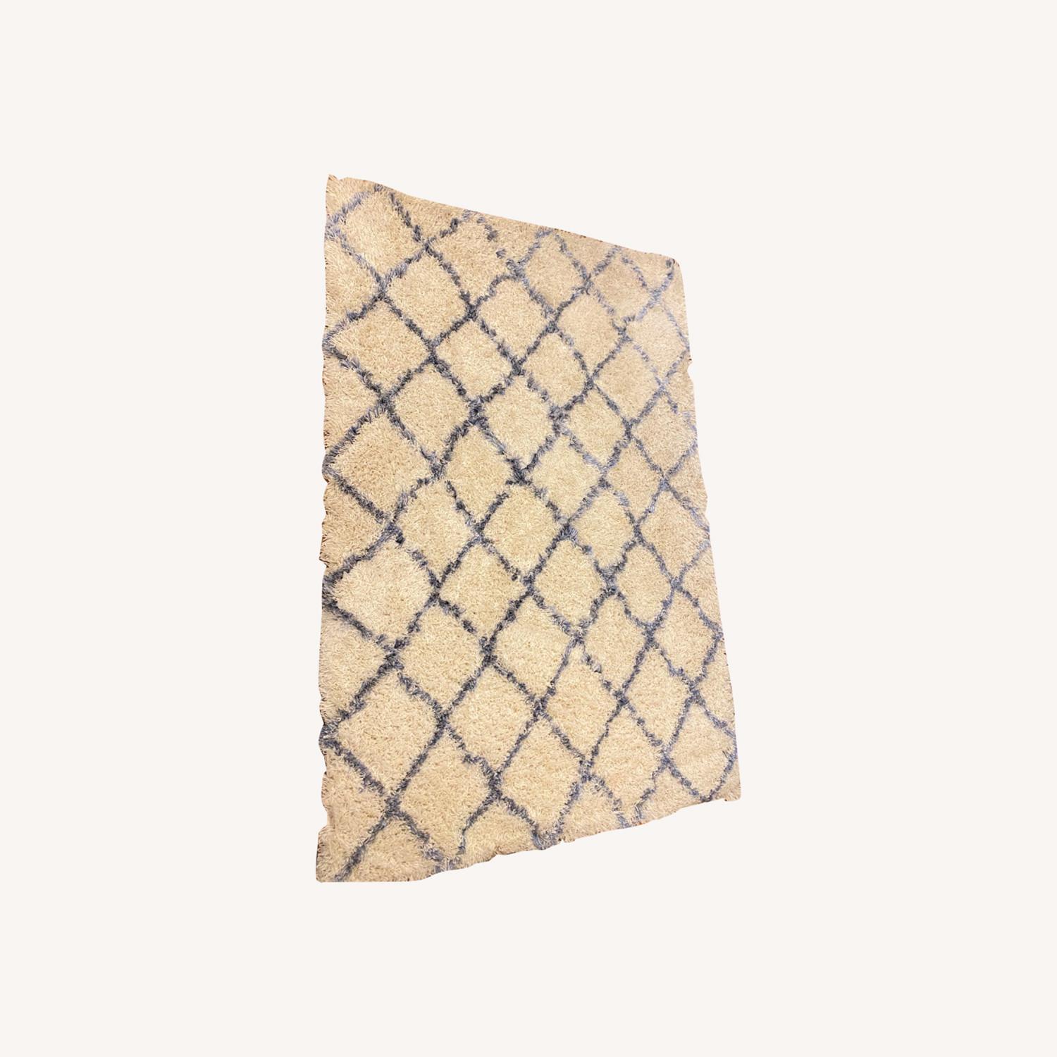 Shag White and Blue Plaid Area Rug AptDeco