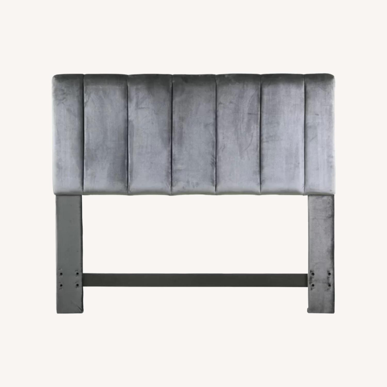 Gray Velvet Upholstered Headboard AptDeco