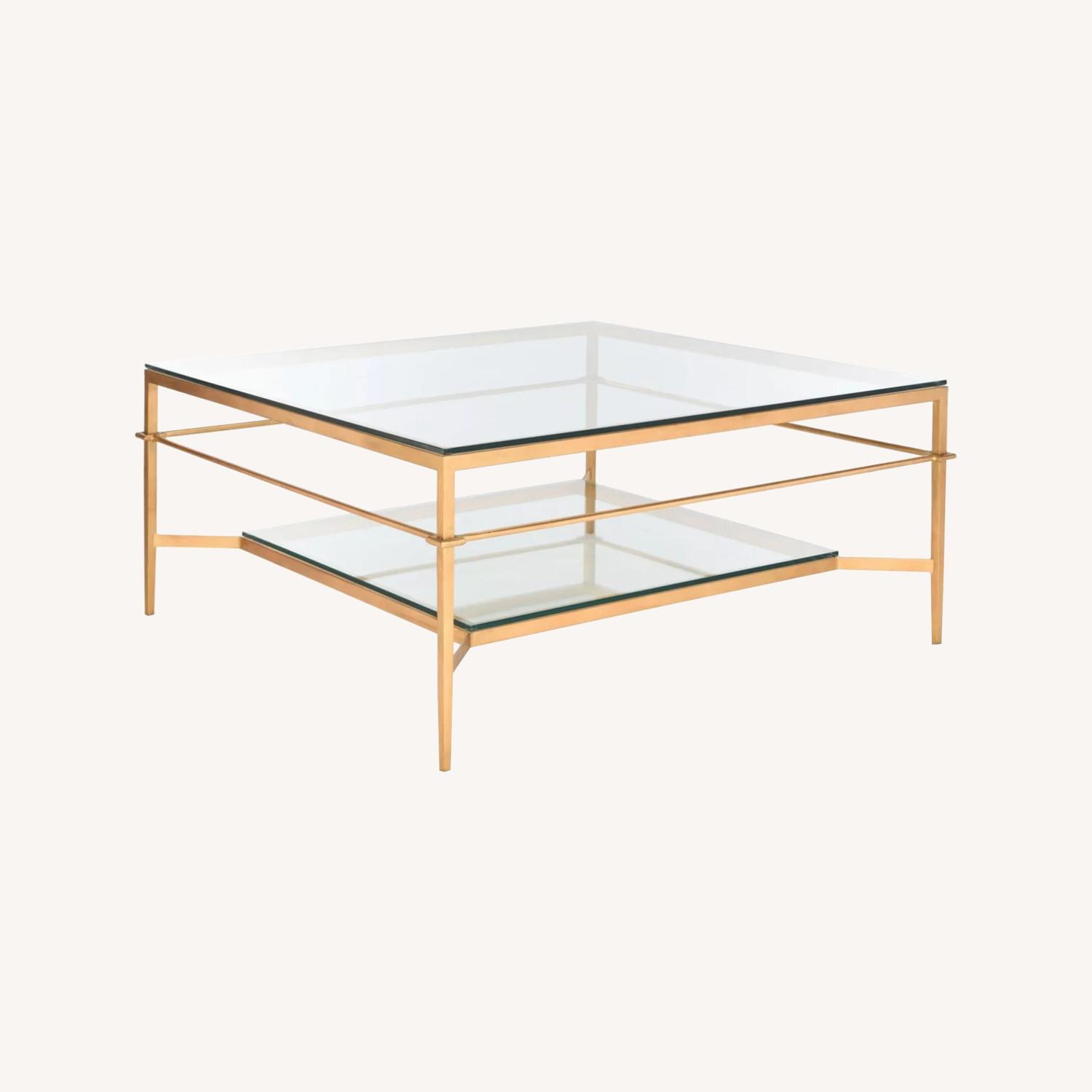 Large Gold Square Coffee Table AptDeco