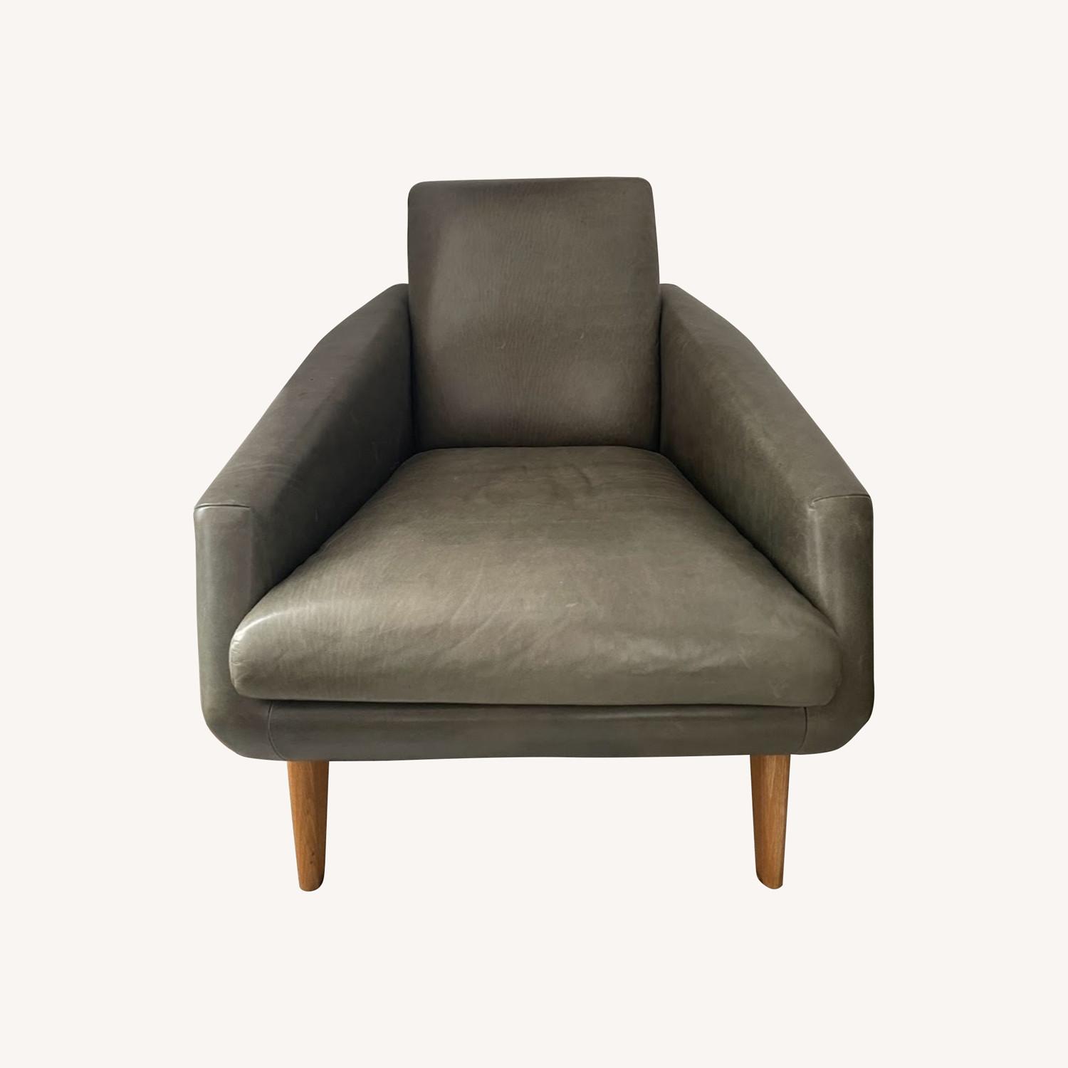 West Elm Gray Smoke Leather Chair AptDeco