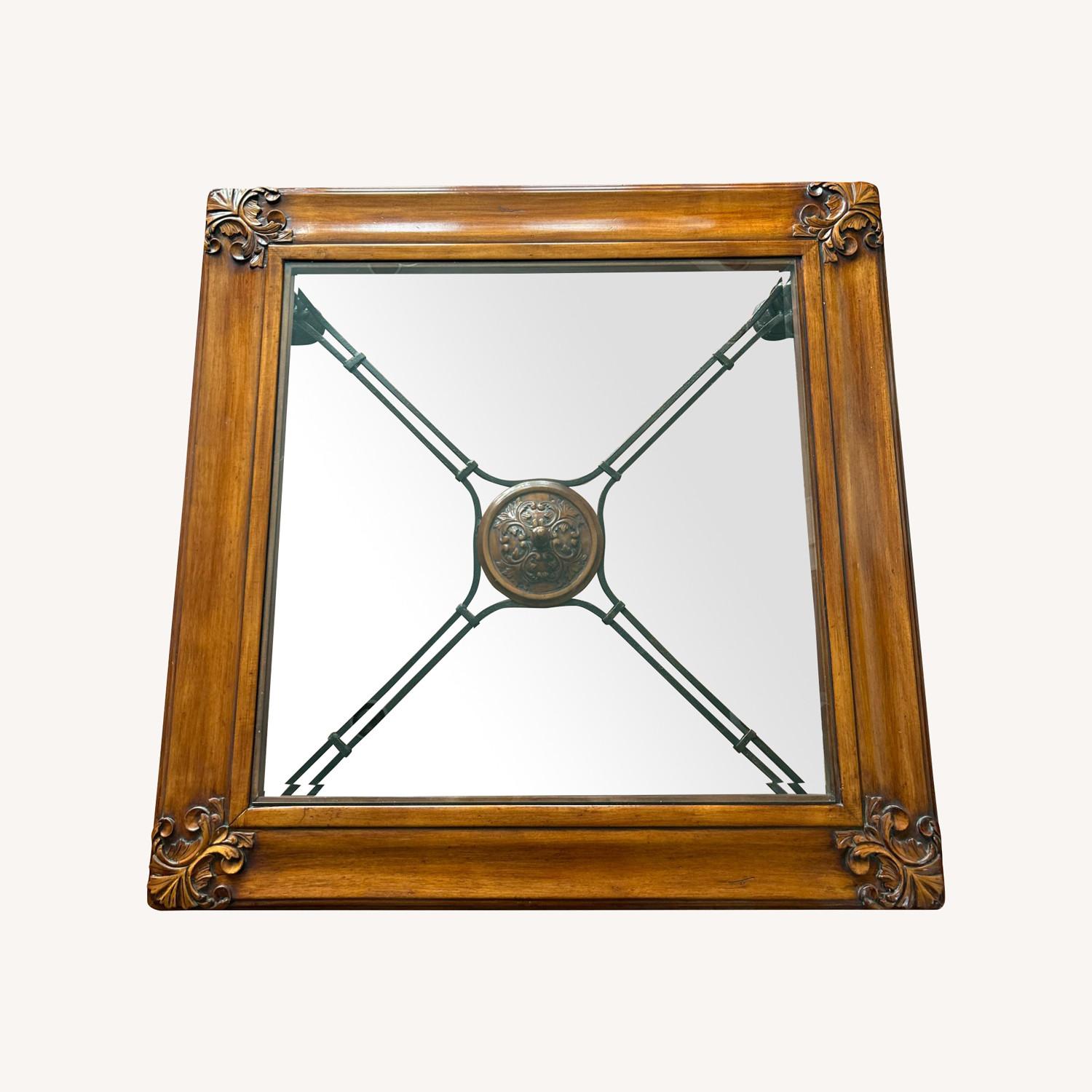 Solid Wood, Glass and Wrought Iron Coffee Table - image-0