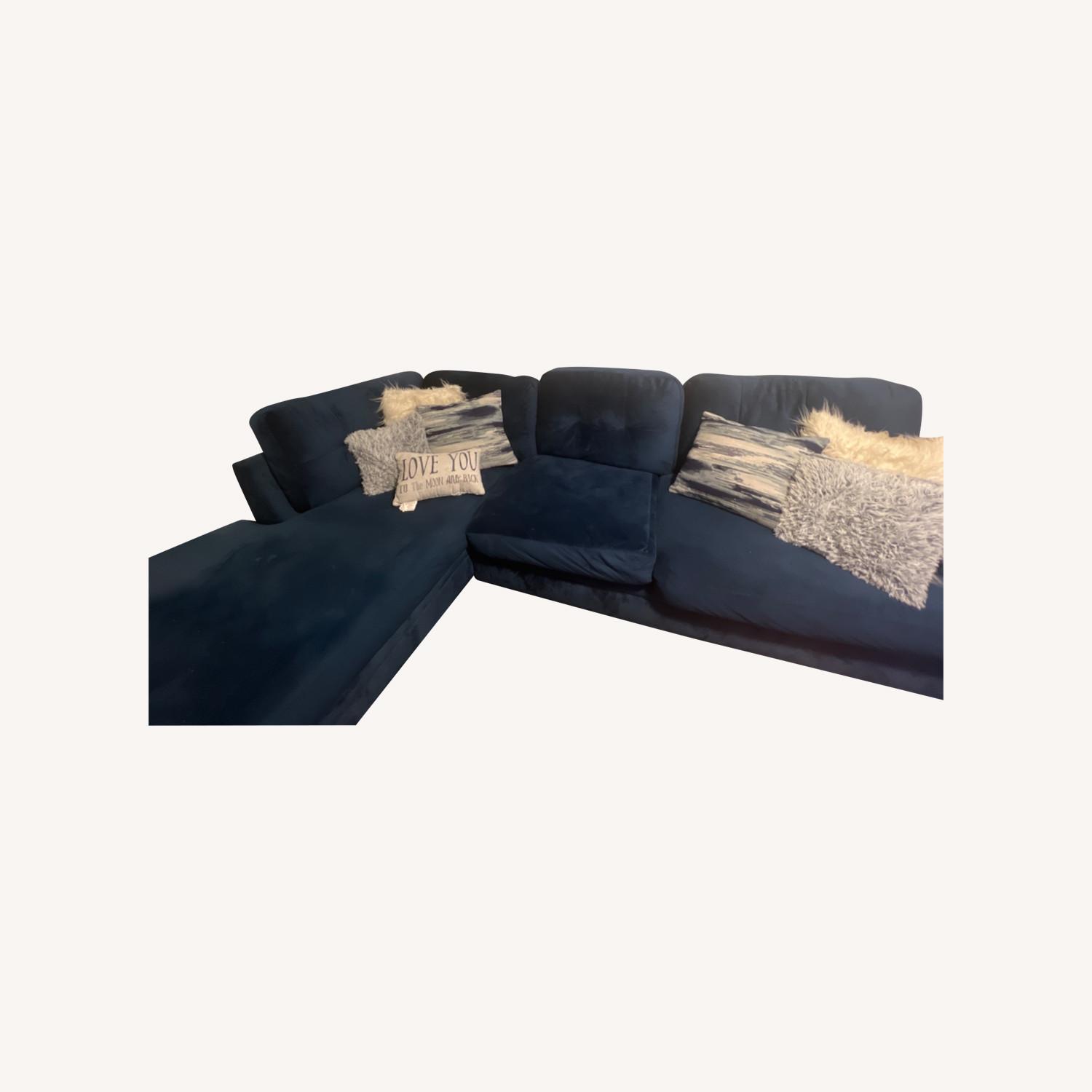 Blue Sectional and Chaise - image-0