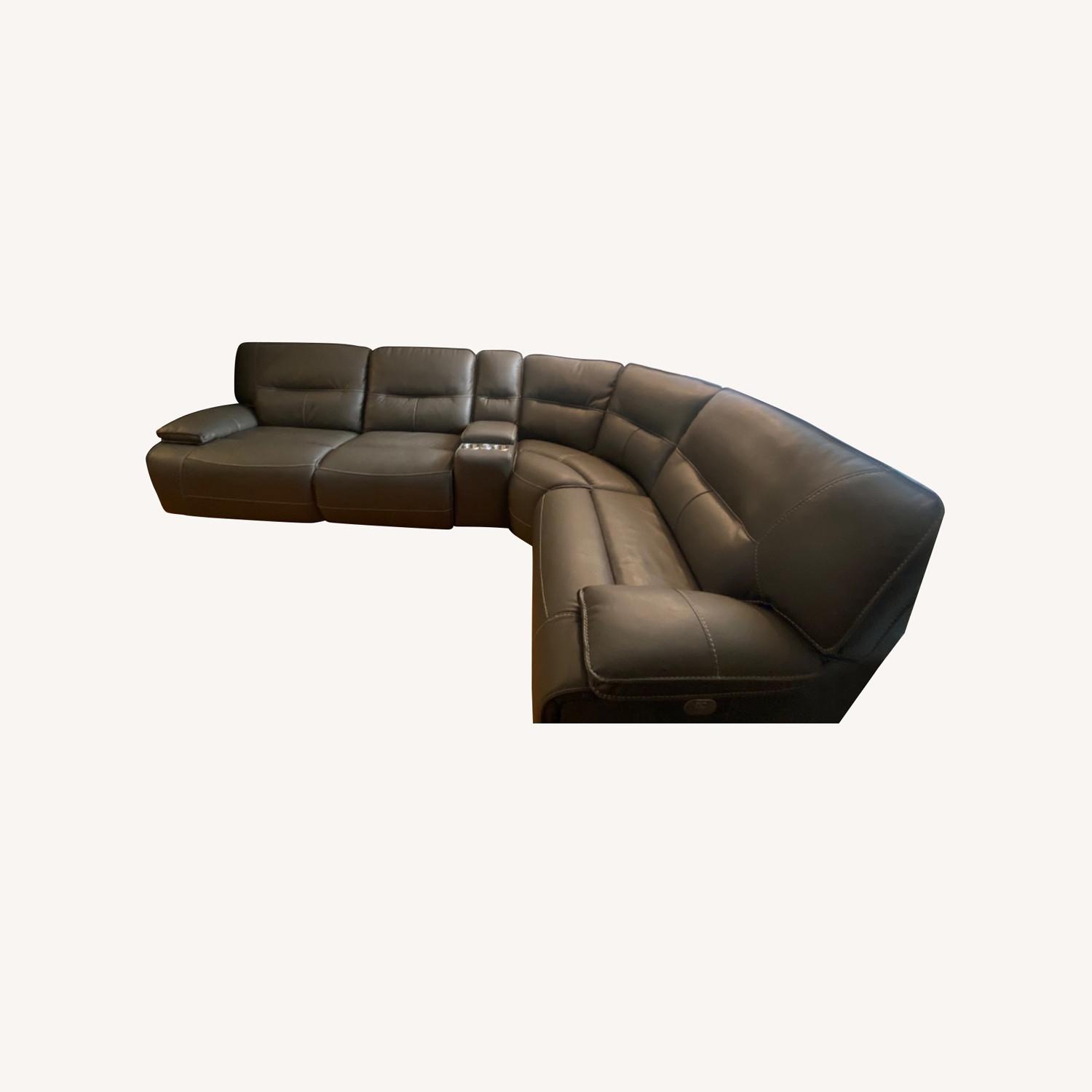 Living Spaces Gray Power Reclining Sofa - image-0