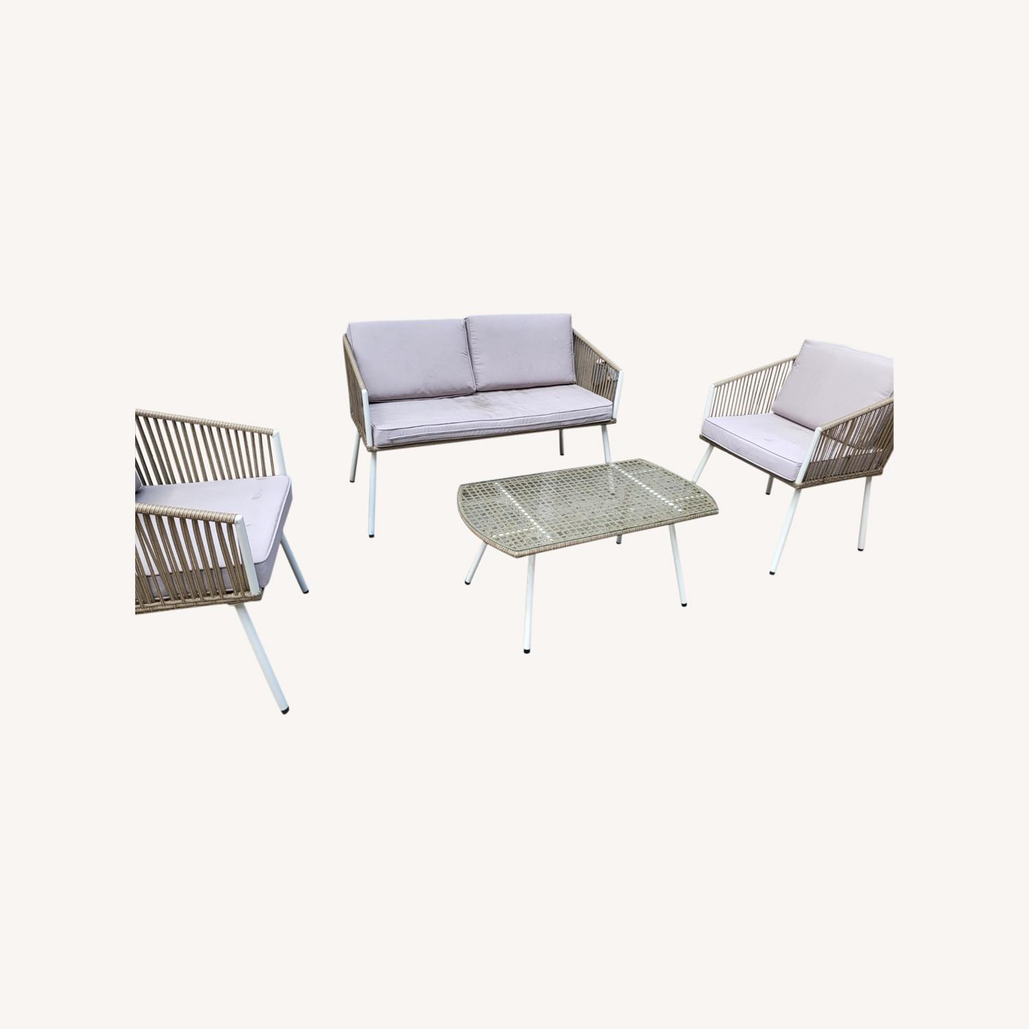 4-Piece Patio Furniture Wicker Outdoor Bistro Set - image-0