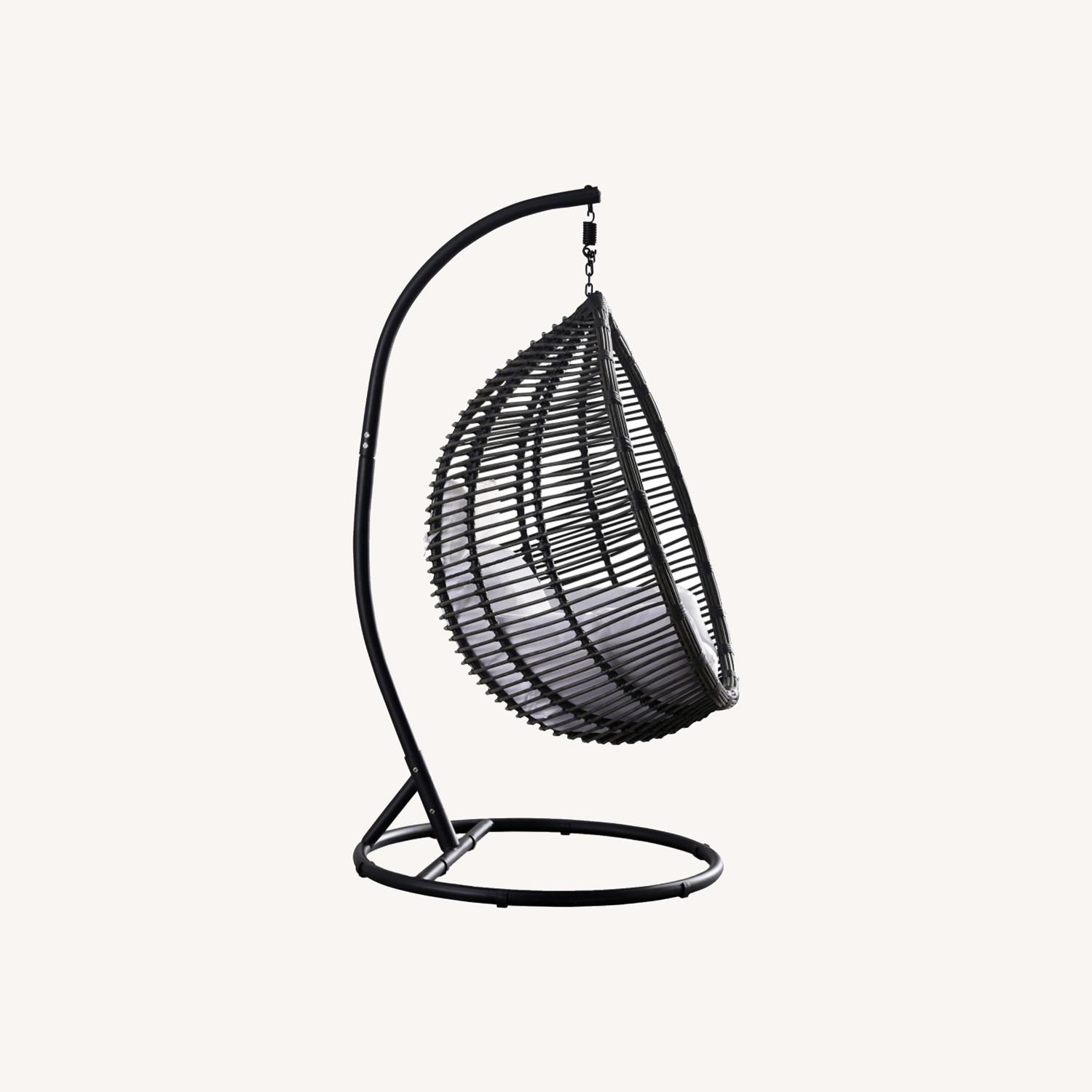 Outdoor Patio Swing Chair In Dark Grey Rattan AptDeco