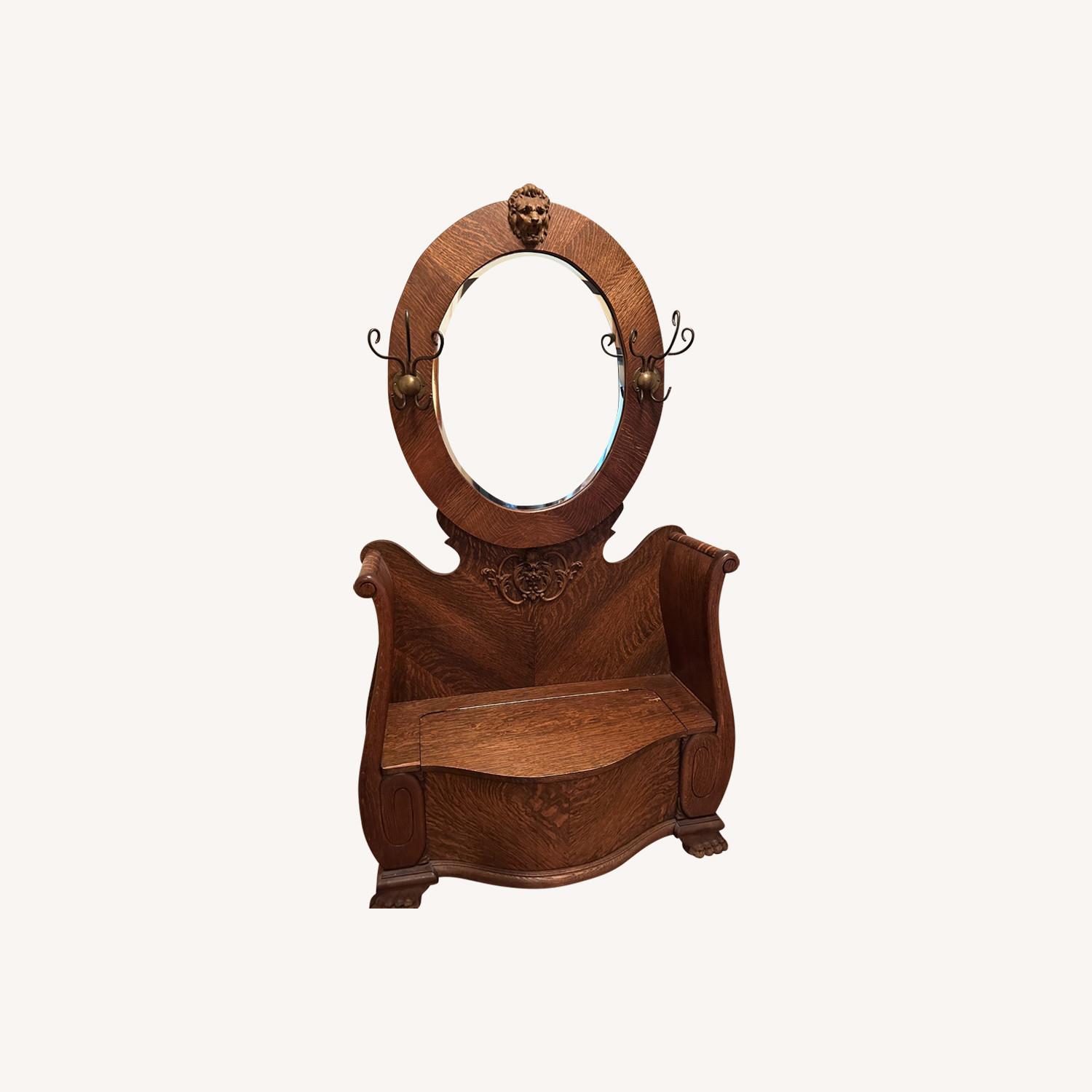 Vintage Oak Hall Coat Tree - image-0