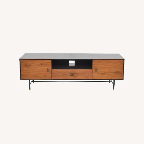 West Elm Wood/Marble Media Console AptDeco