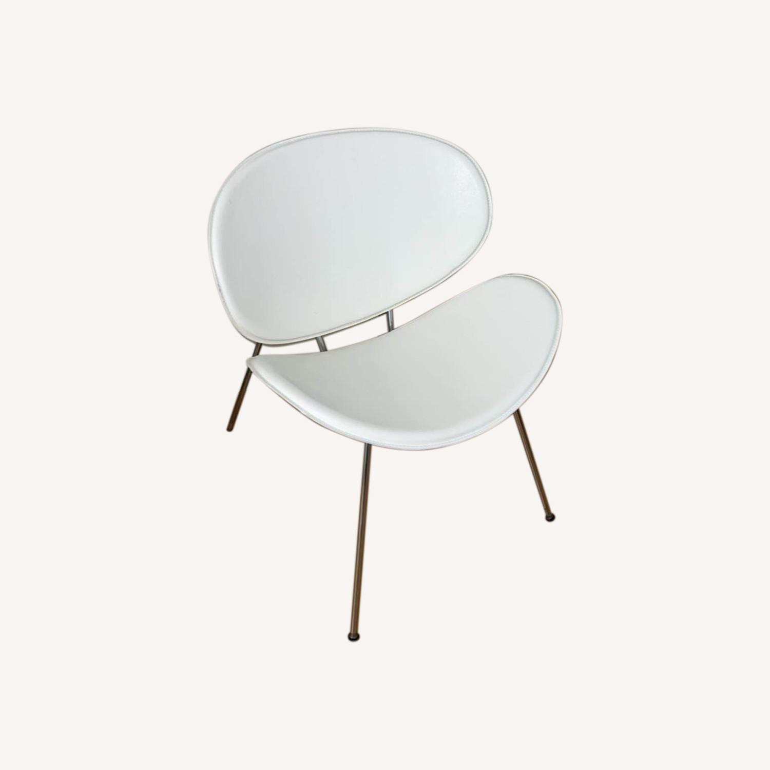 West Elm White Leather Chair AptDeco