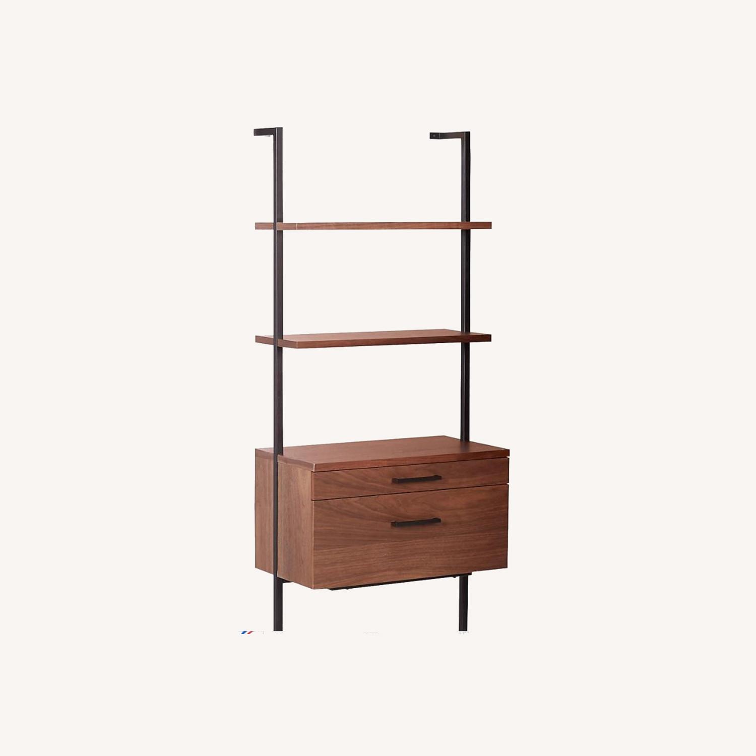 CB2 Helix Walnut Bookshelves with 2 Drawers - image-0