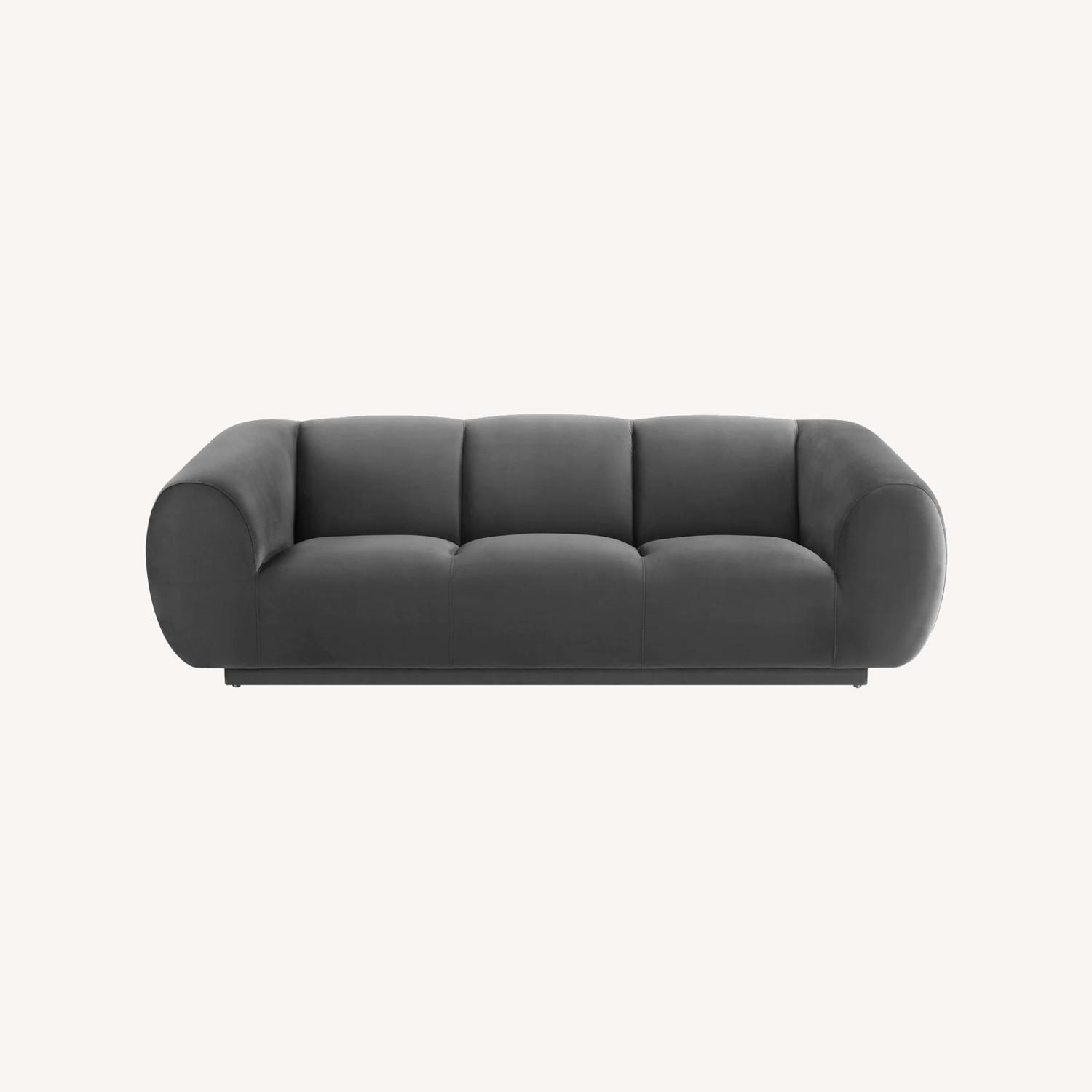 TOV Furniture Emmet Grey Velvet Sofa AptDeco