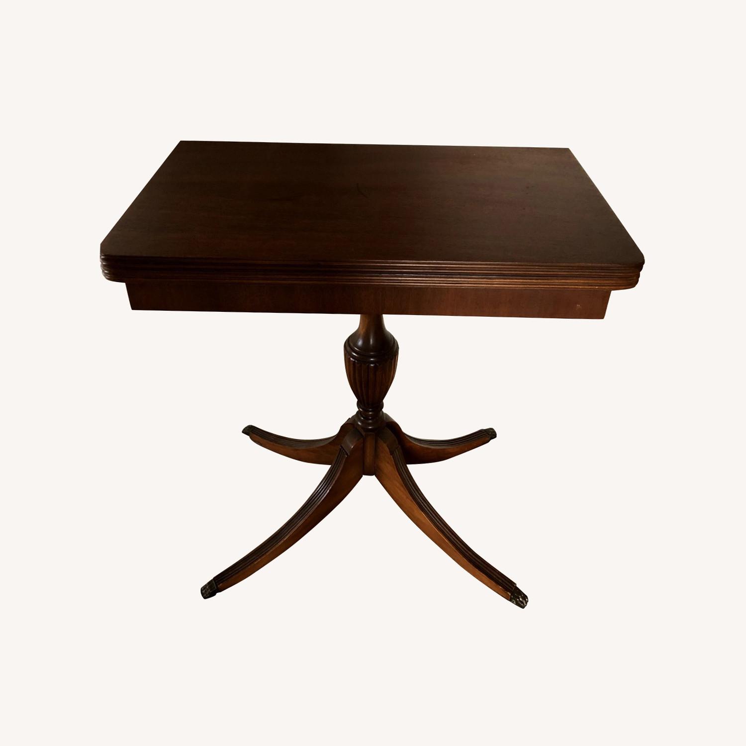 Antique Mahogany Swivel Accent Table - image-0