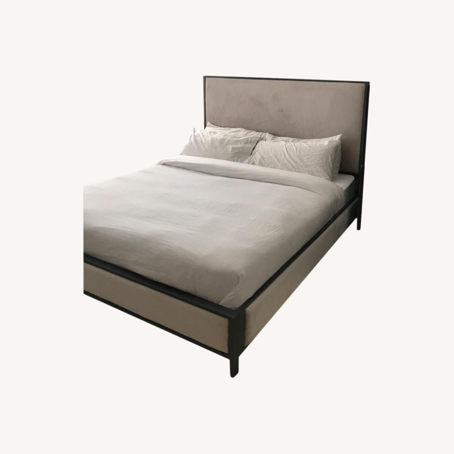 Modern Grey and Silver Metal Upholstered Bedframe - image-0