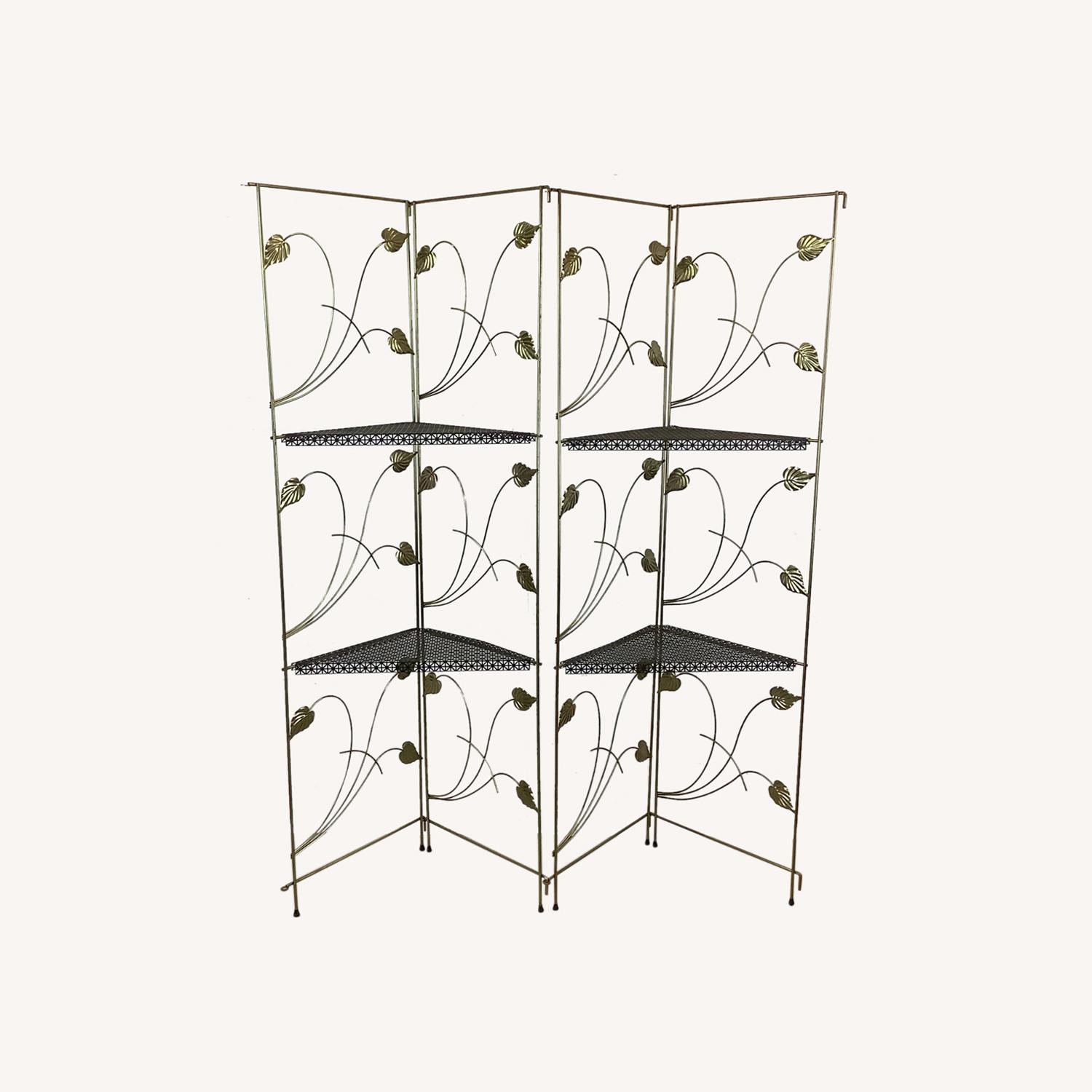 Vintage Modern Brass Corner Shelves a Pair AptDeco