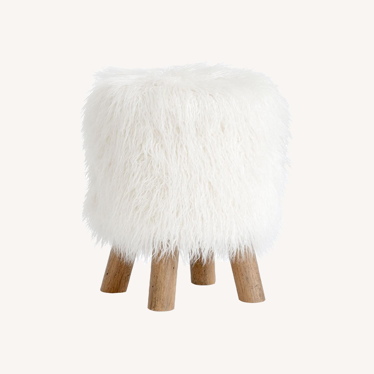 Pottery Barn Mongolian Faux Fur Stool - image-0